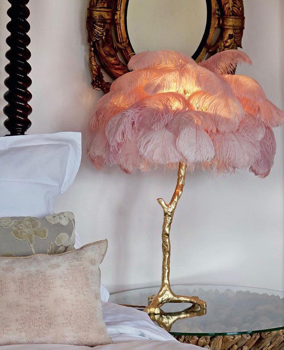 Ostrich Feather Reading Table Lamp