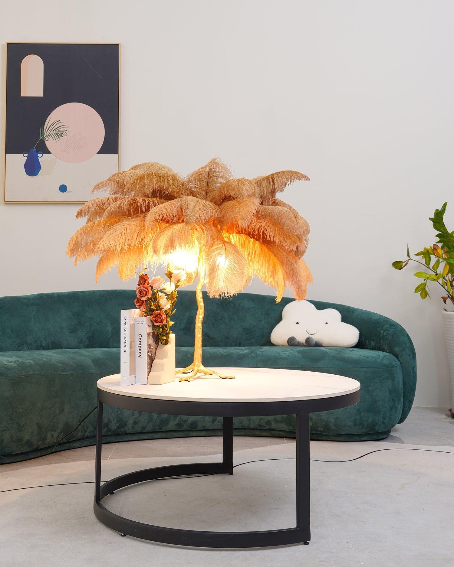 Ostrich Feather Reading Table Lamp