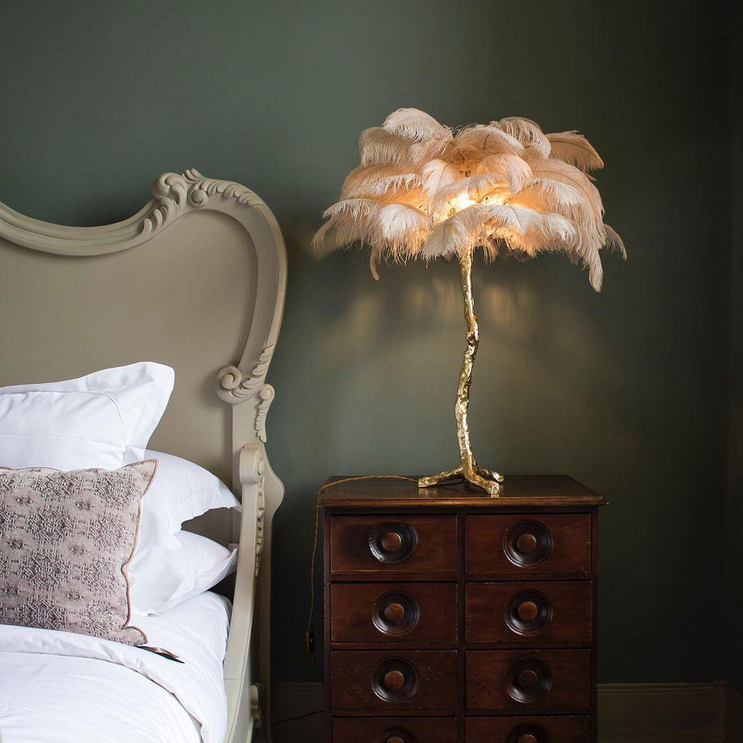 Ostrich Feather Reading Table Lamp
