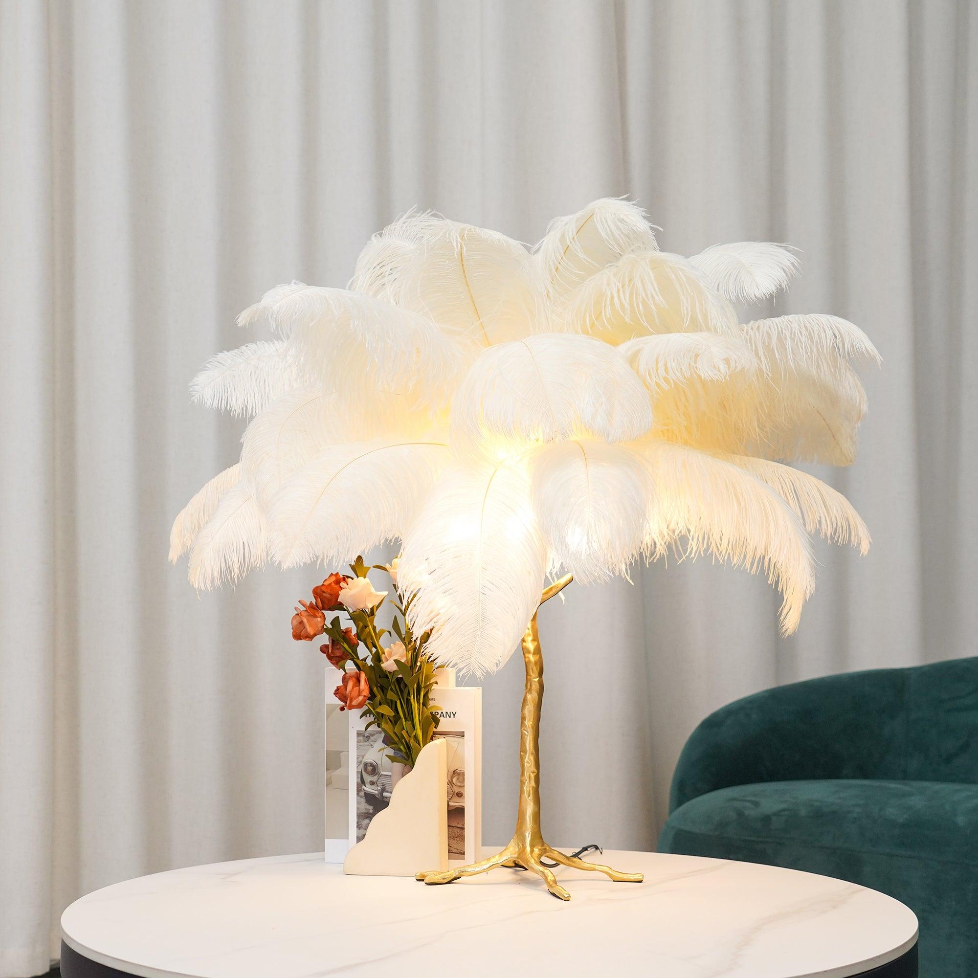 Ostrich Feather Reading Table Lamp