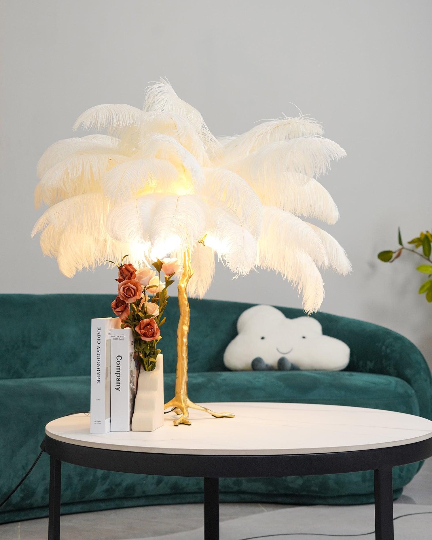 Ostrich Feather Reading Table Lamp