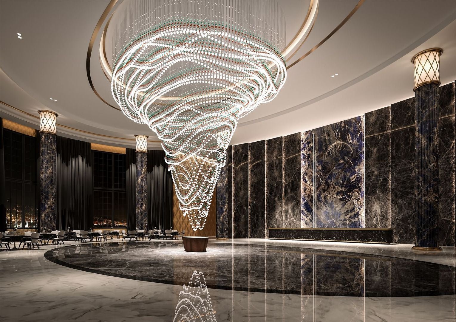 Pearl Curtain Customizable Chandelier