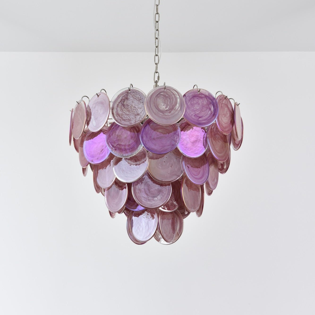 Pink Murano Disc Chandelier detail view 24
