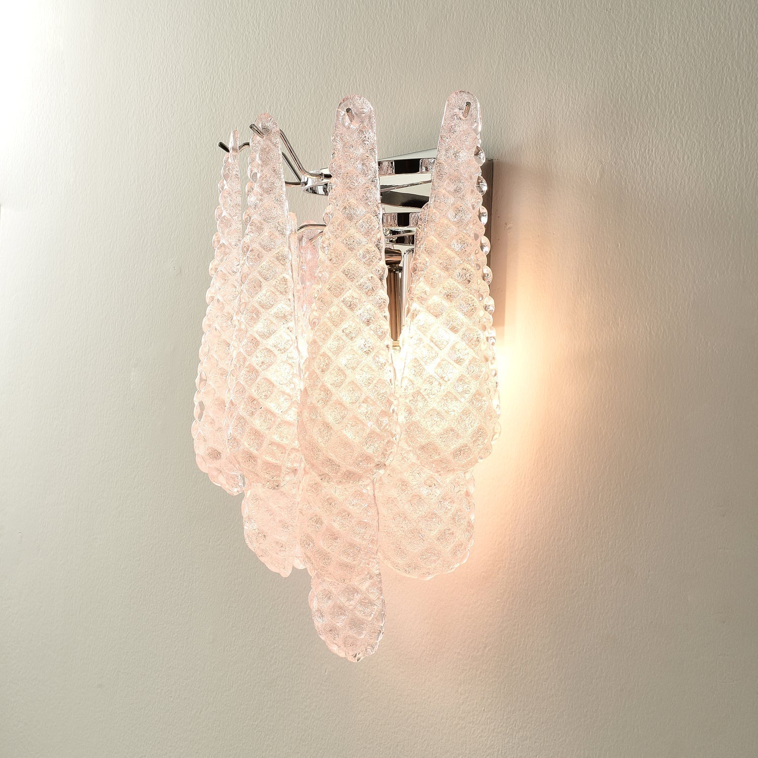 Pink Waffle Wall Light, Hardwired Wall Sconce, detail 8