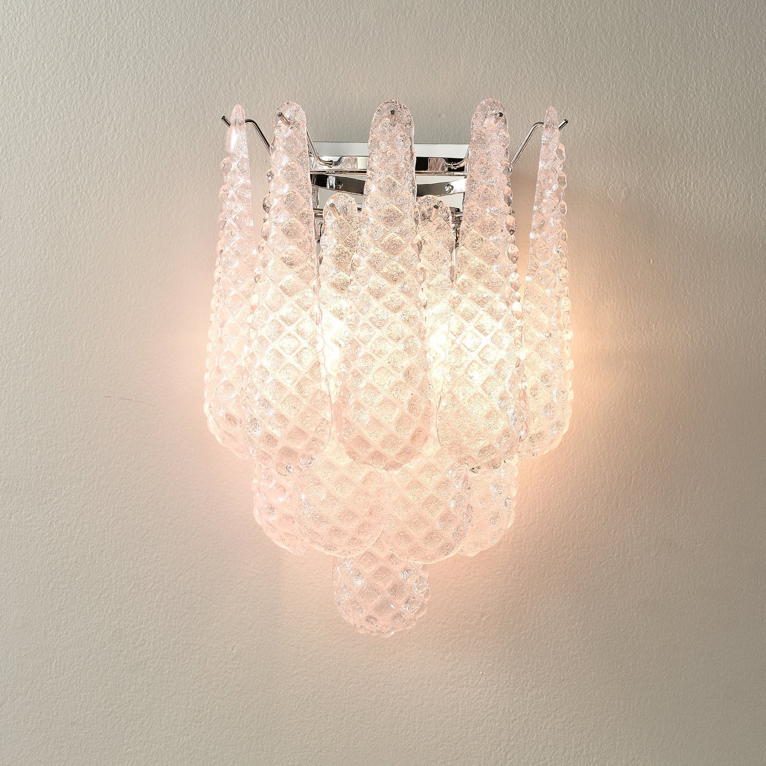 Pink Waffle Wall Light, Hardwired Wall Sconce, detail 6