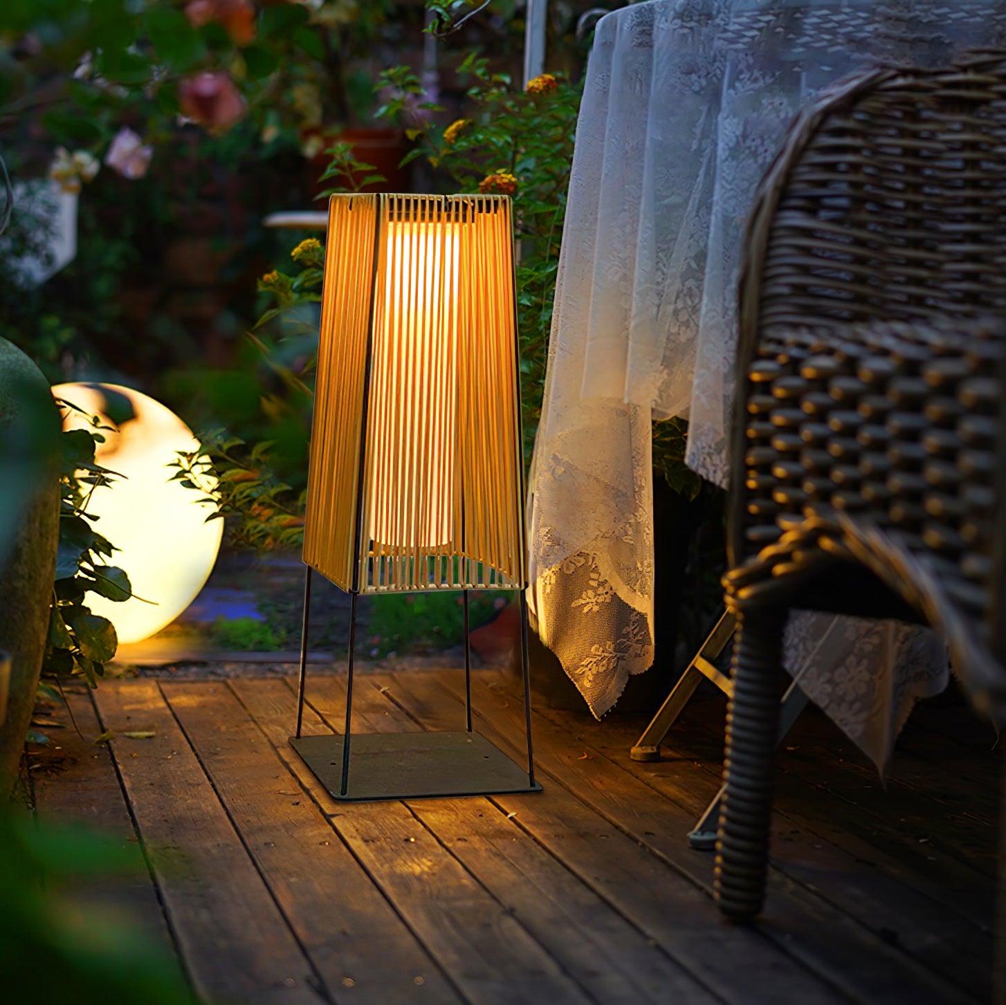 Plastic Rattan Outdoor Post Light Floor Lamp