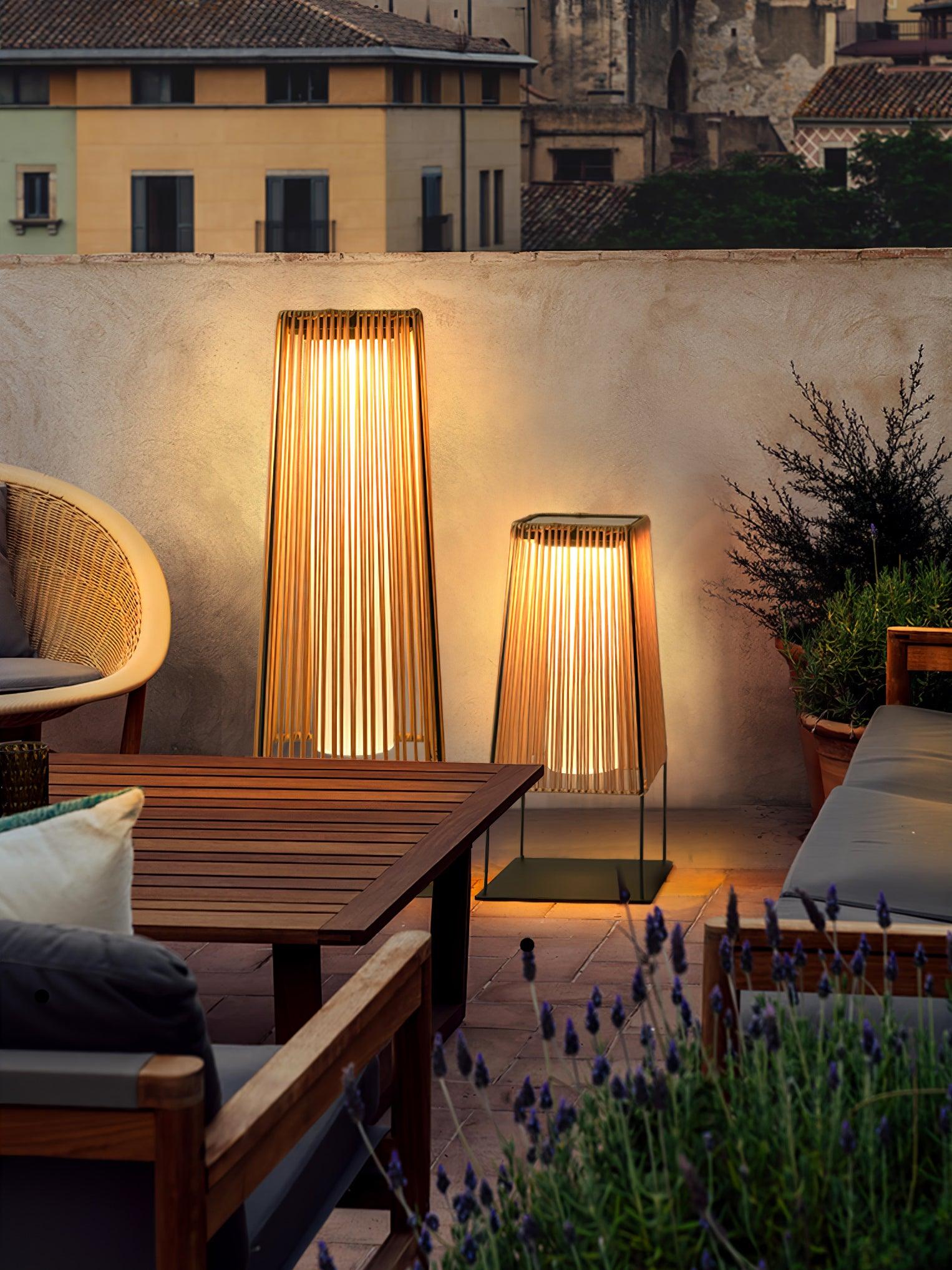 Plastic Rattan Outdoor Post Light Floor Lamp