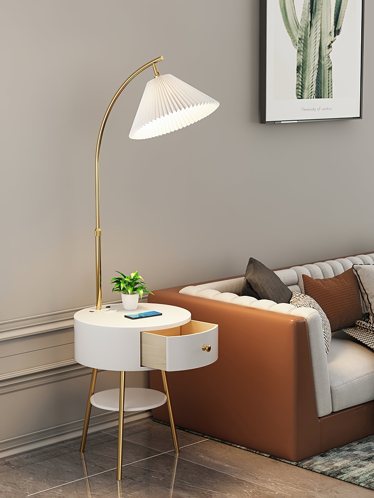 Pleated Arc Floor Light Floor Lamp