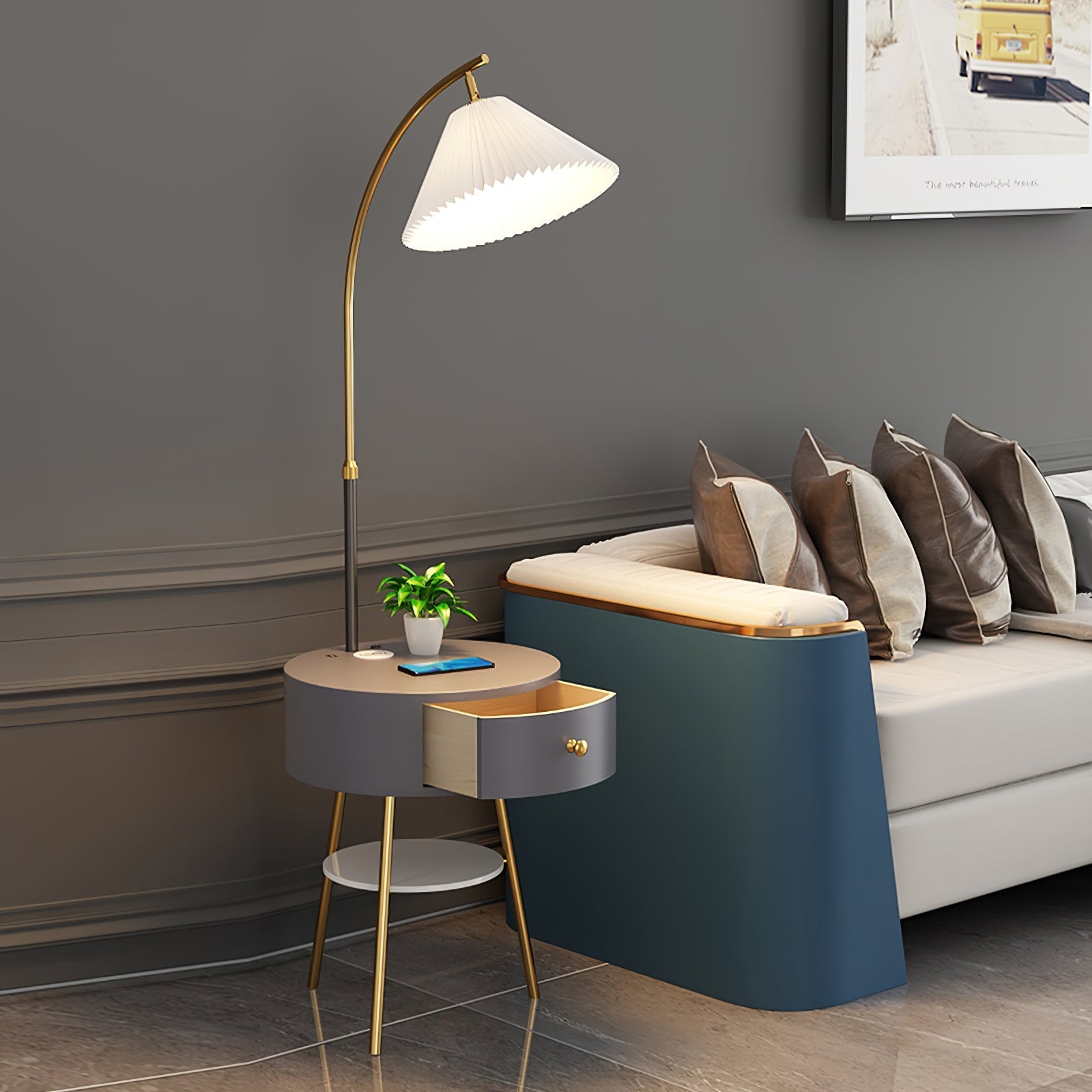 Pleated Arc Floor Light Floor Lamp
