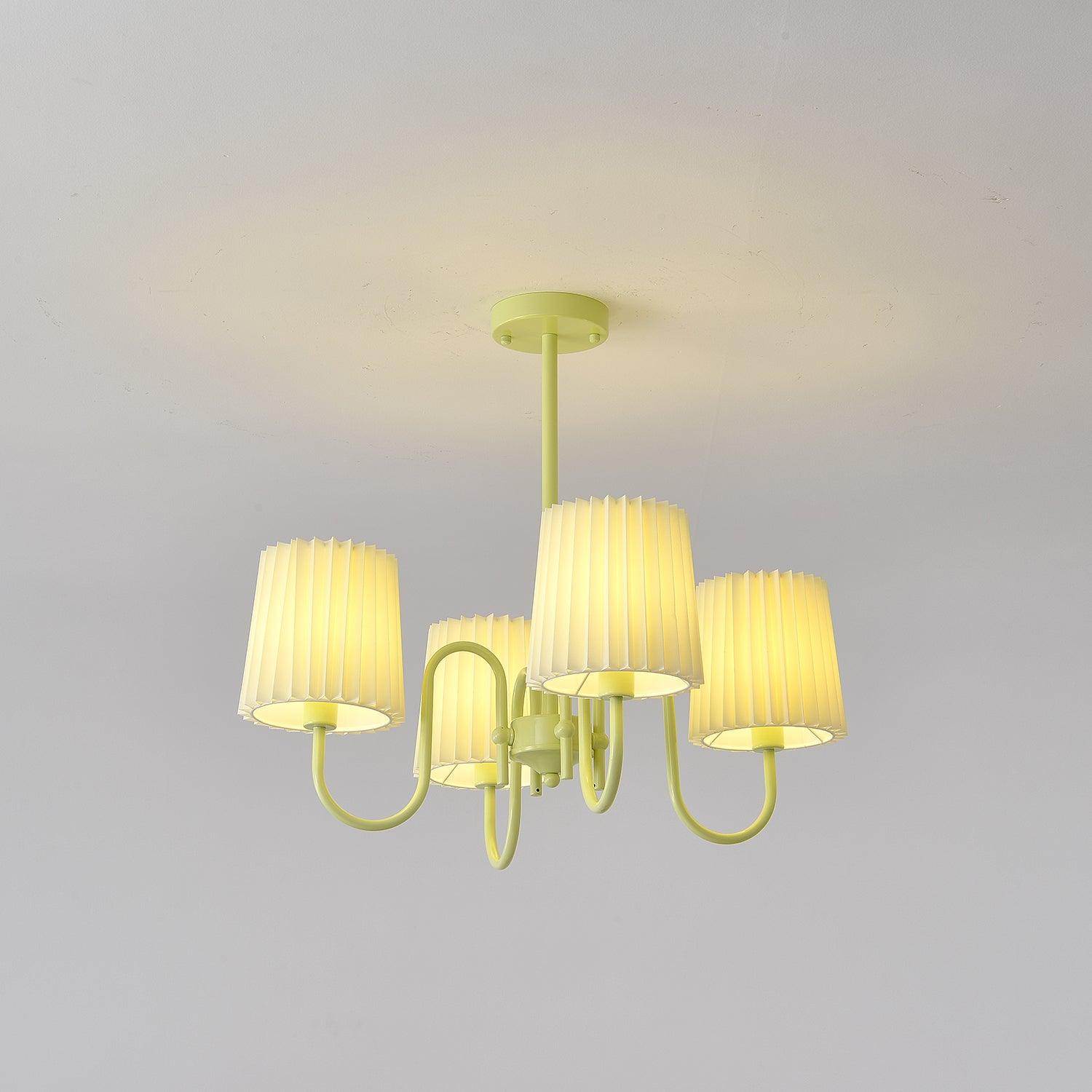 Pleated Fabric Matcha Chandelier