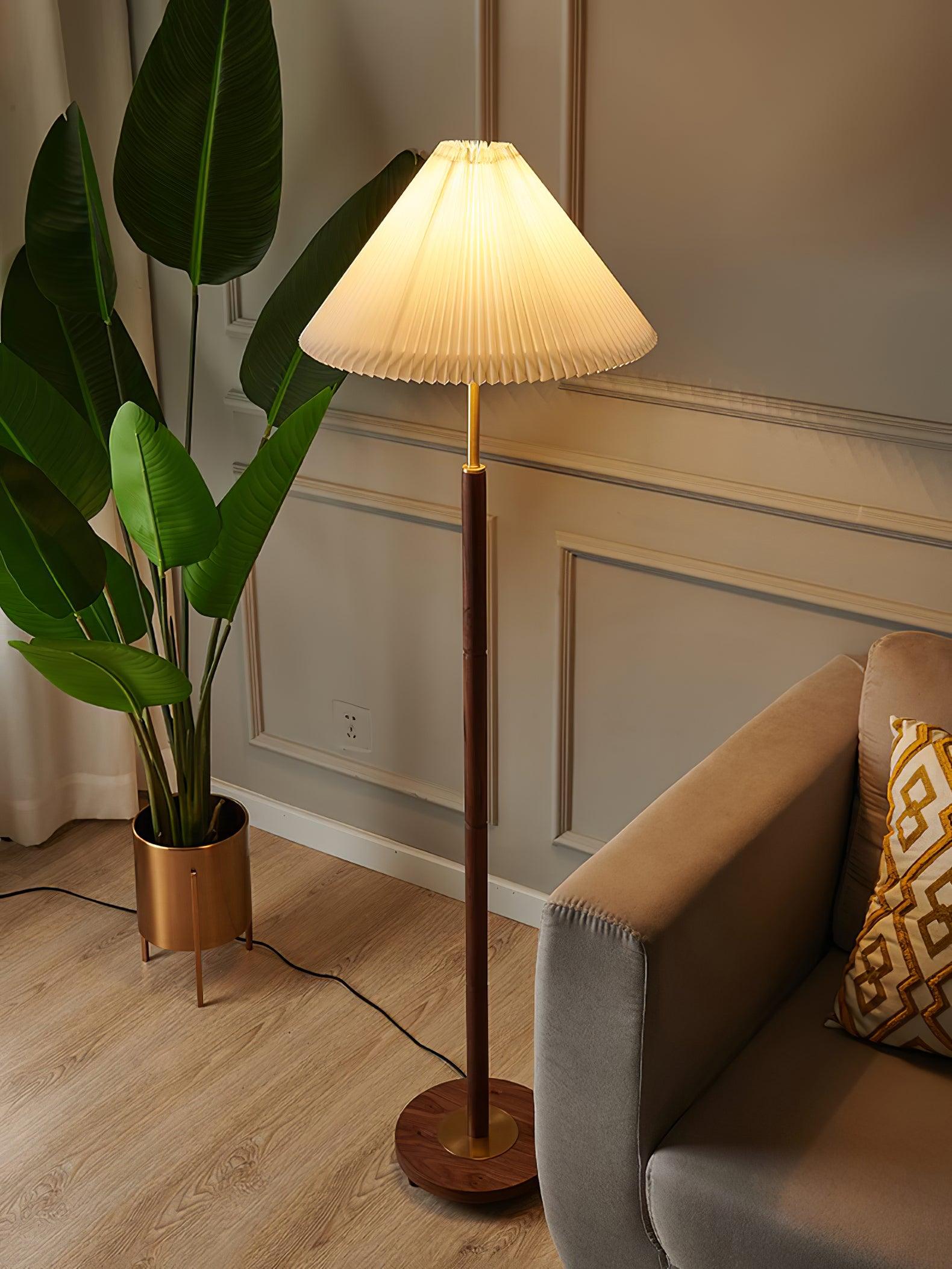 Close-up angle of Pleated Tall Lamp Floor Lamp showing form and material detail