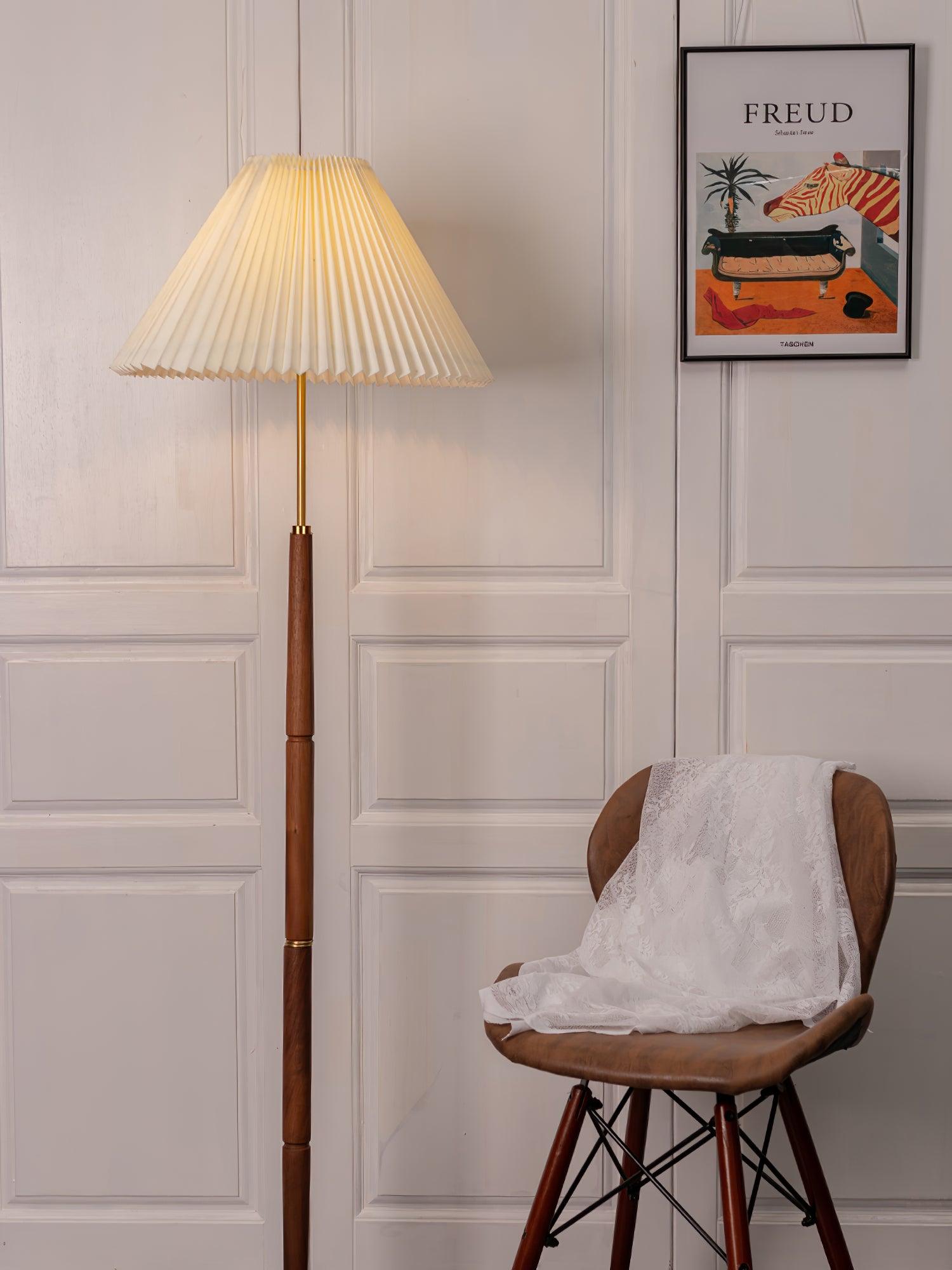Close-up angle of Pleated Tall Lamp Floor Lamp showing form and material detail