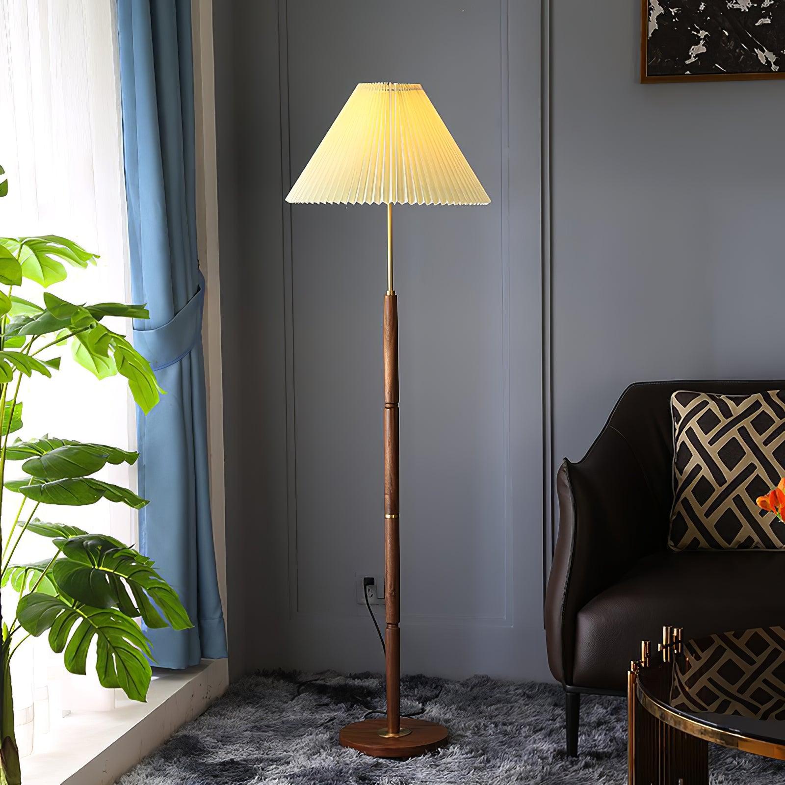 Close-up angle of Pleated Tall Lamp Floor Lamp showing form and material detail