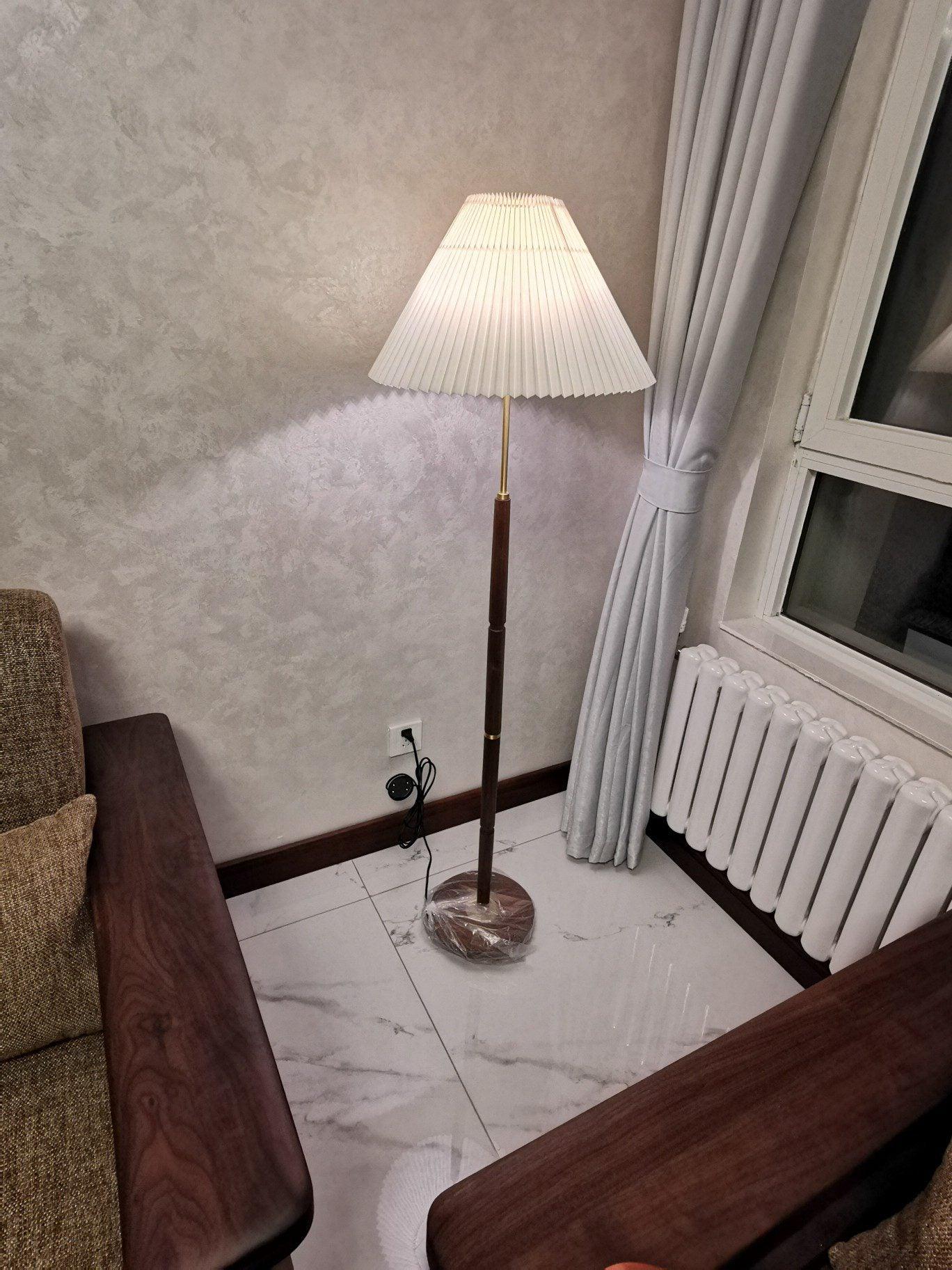 wood floor lamp shown as a main product image for reading corners