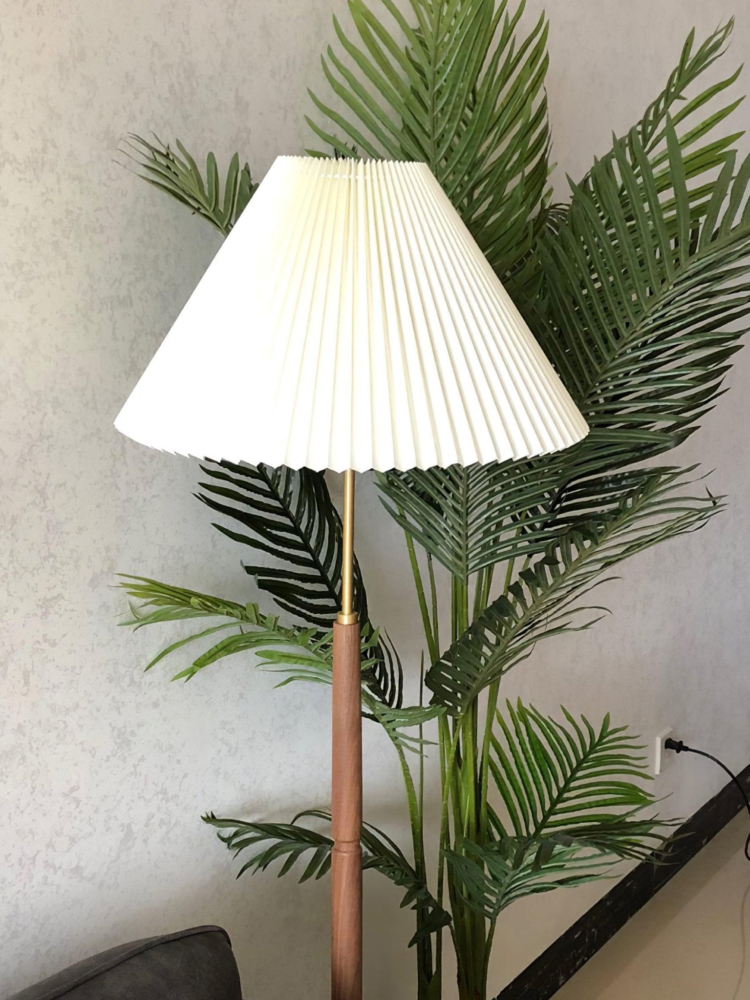 Close-up angle of Pleated Tall Lamp Floor Lamp showing form and material detail