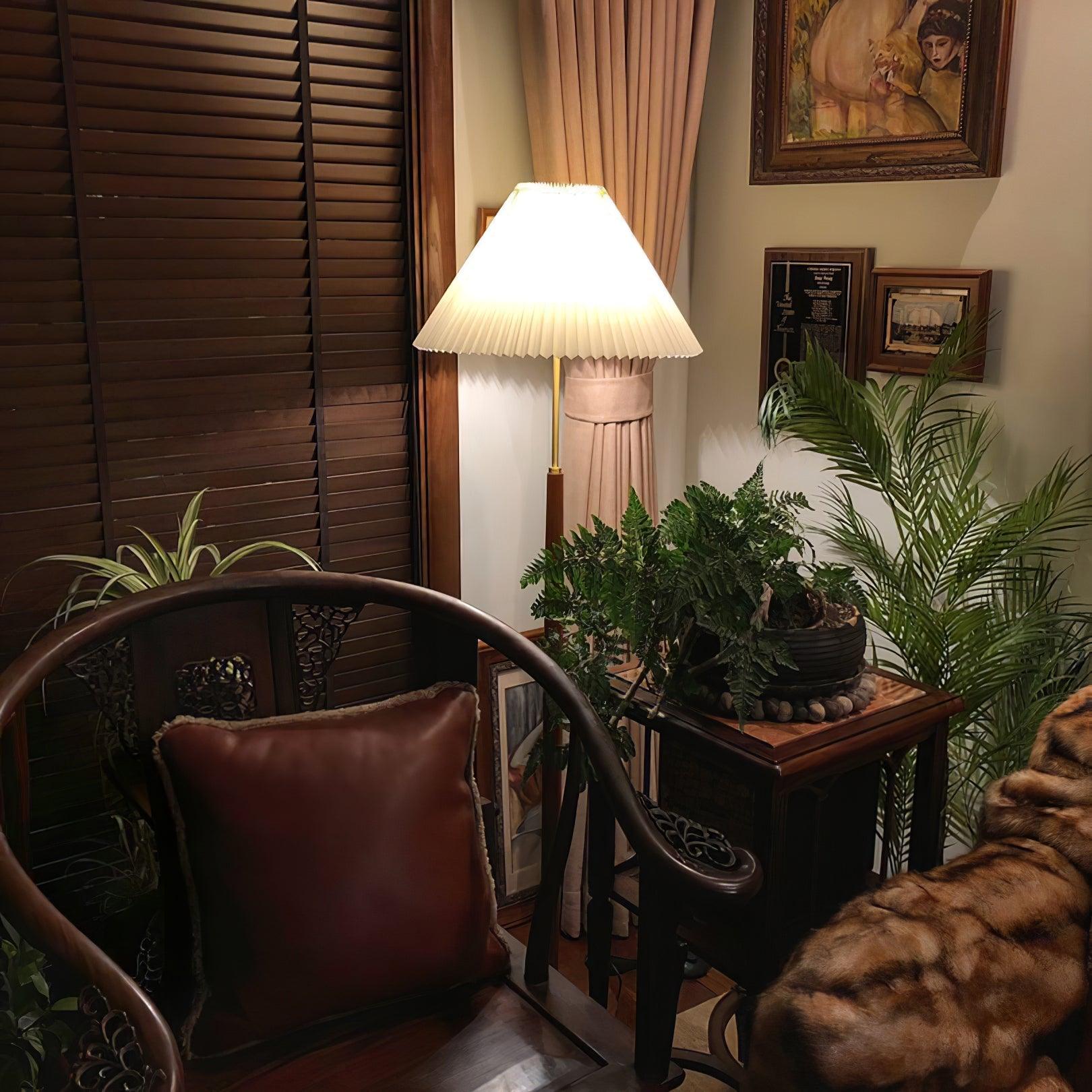 wood floor lamp shown as a main product image for reading corners