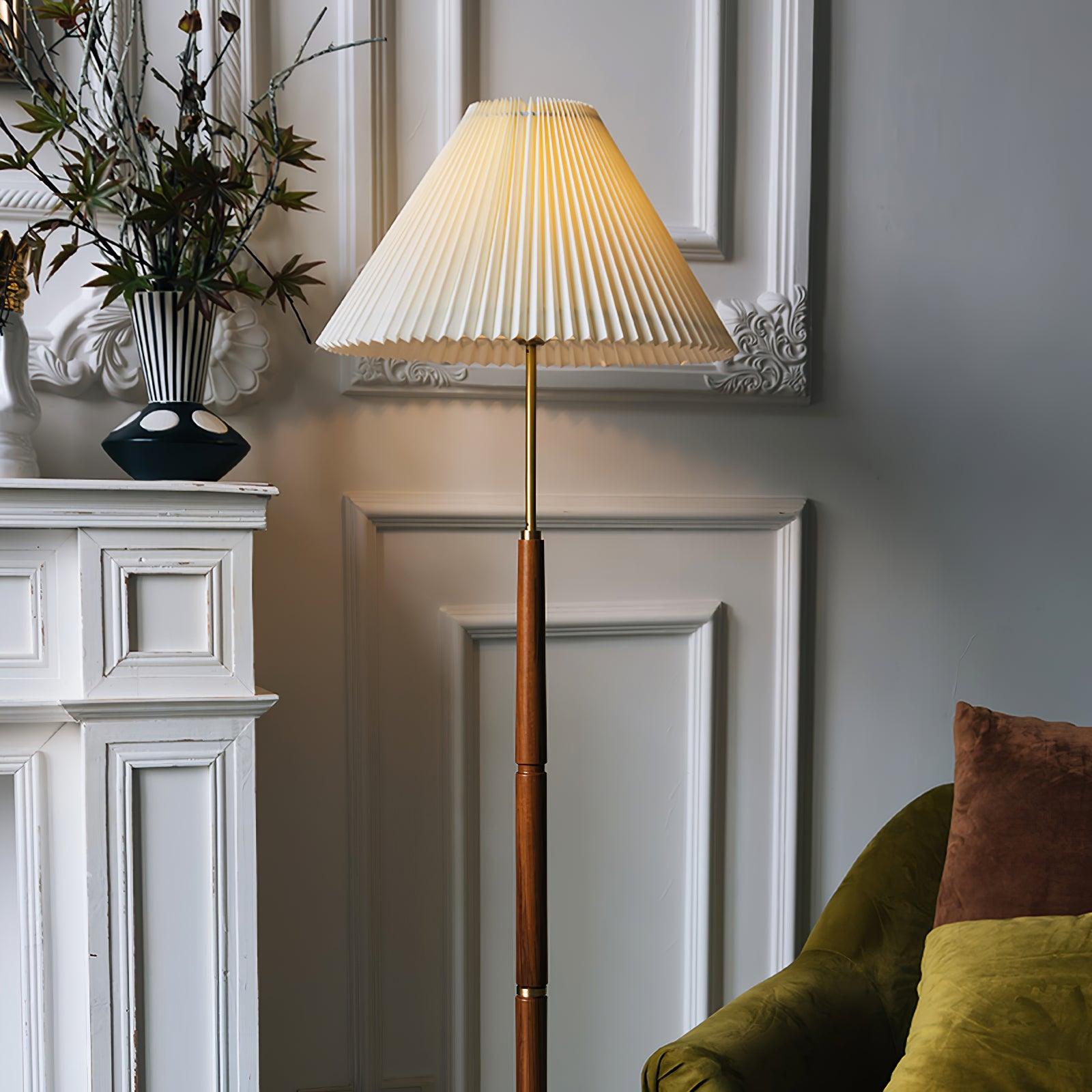 Close-up angle of Pleated Tall Lamp Floor Lamp showing form and material detail