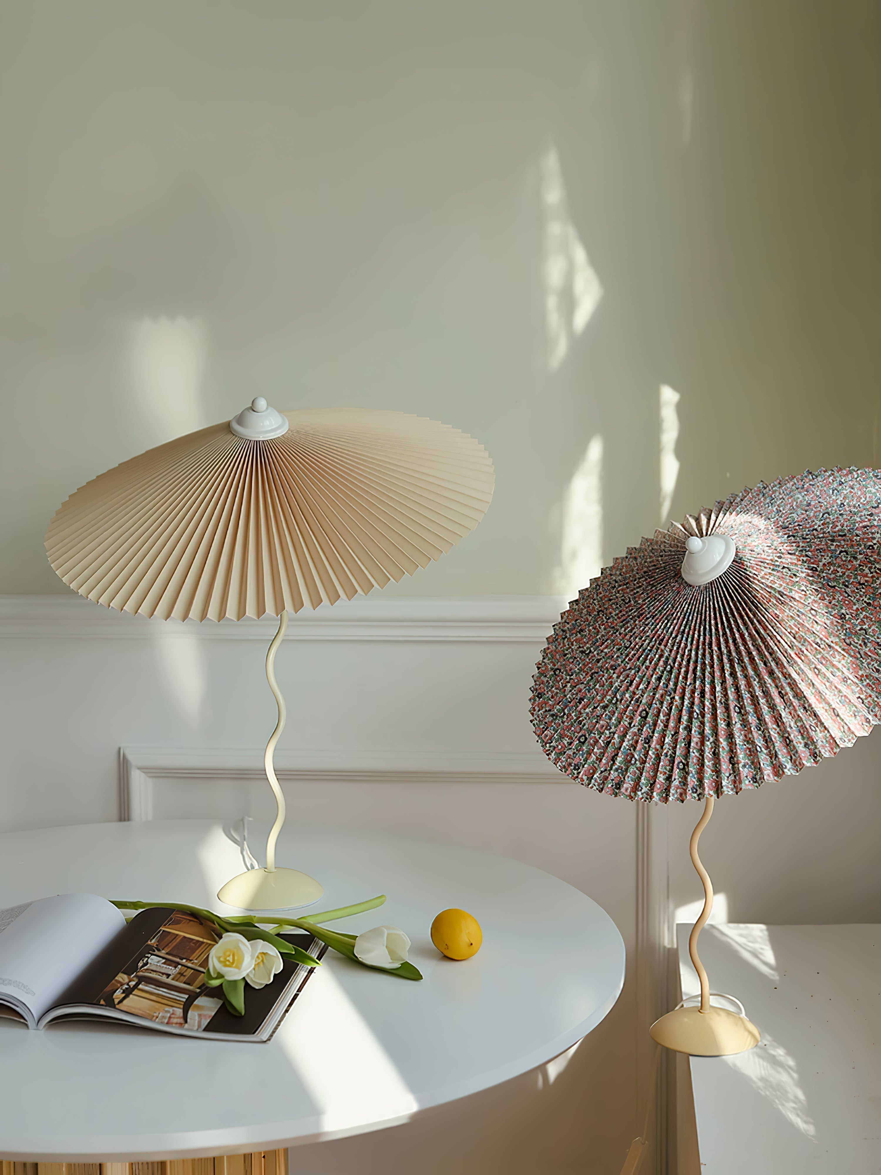 Pleated Hat Portable Lamp Table Lamp