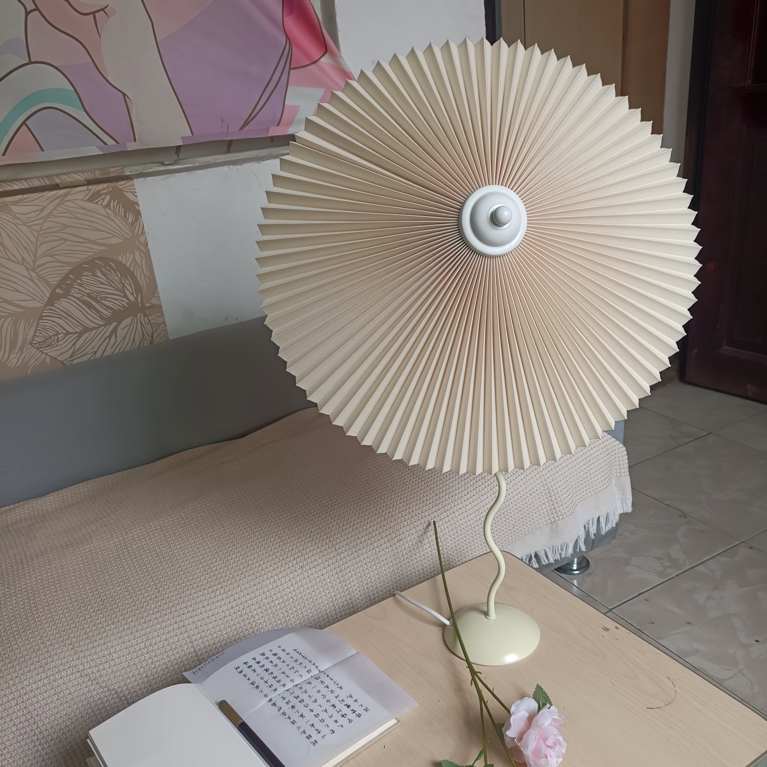 Pleated Hat Portable Lamp Table Lamp