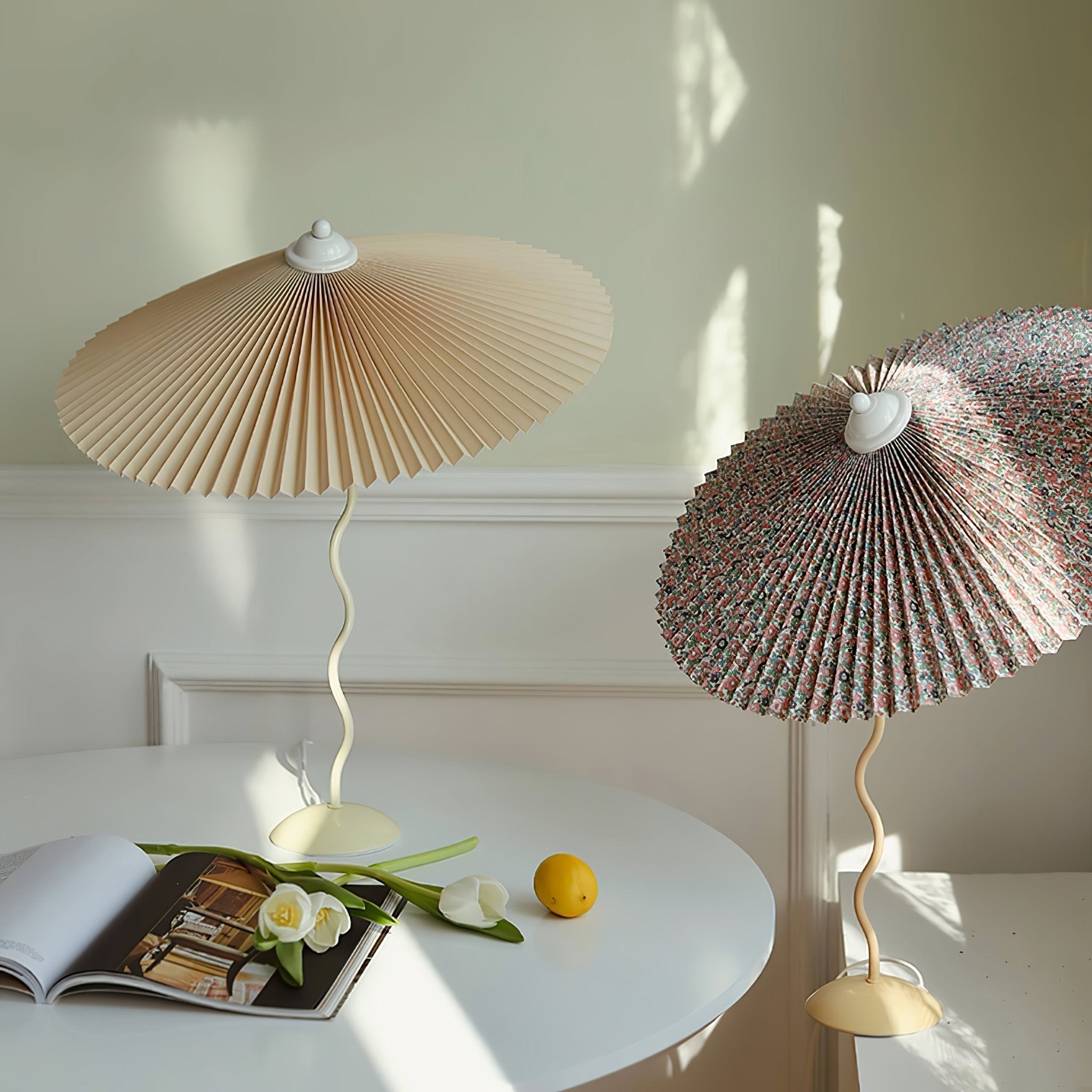 Pleated Hat Portable Lamp Table Lamp