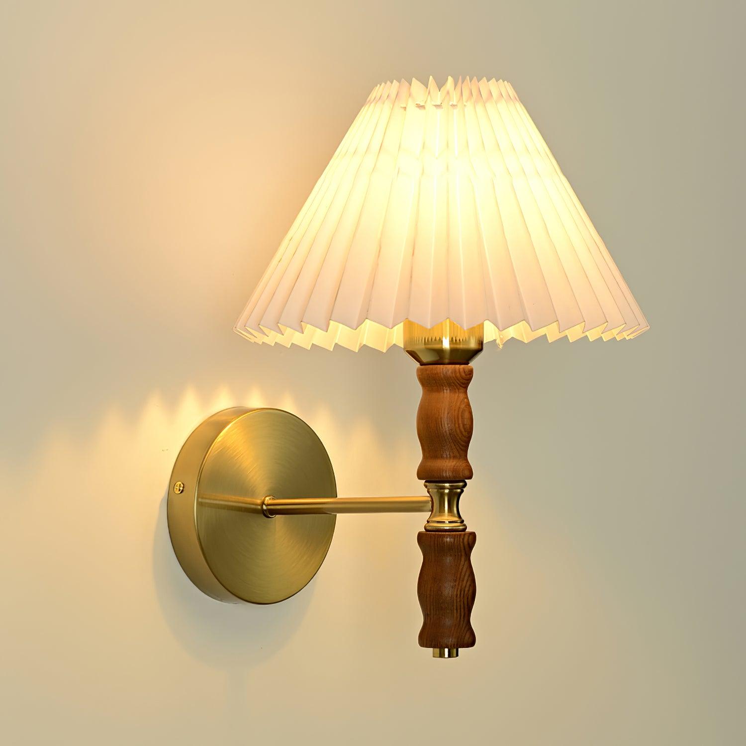 Pleated Walnut Lamp Bracket Wall Light