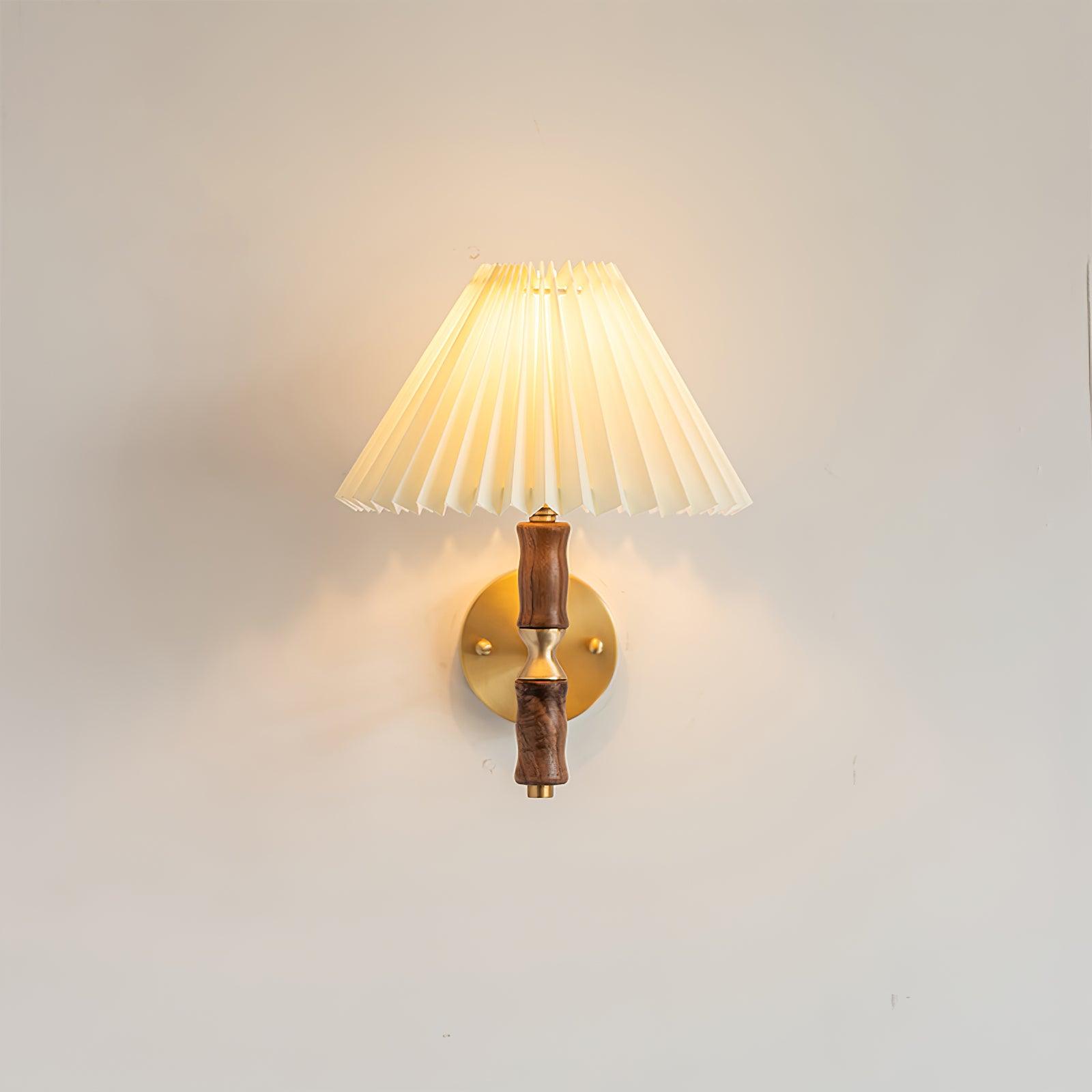 Pleated Walnut Lamp Bracket Wall Light