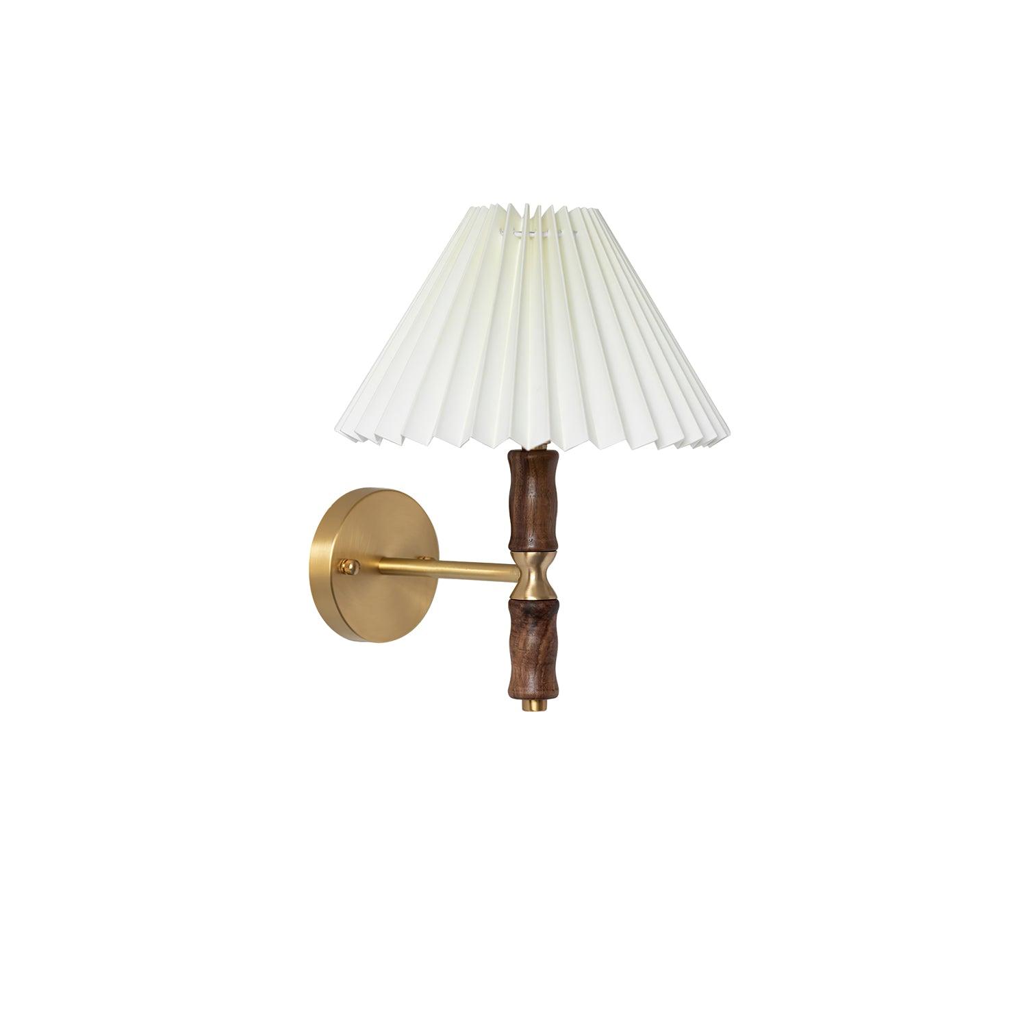Pleated Walnut Lamp Bracket Wall Light