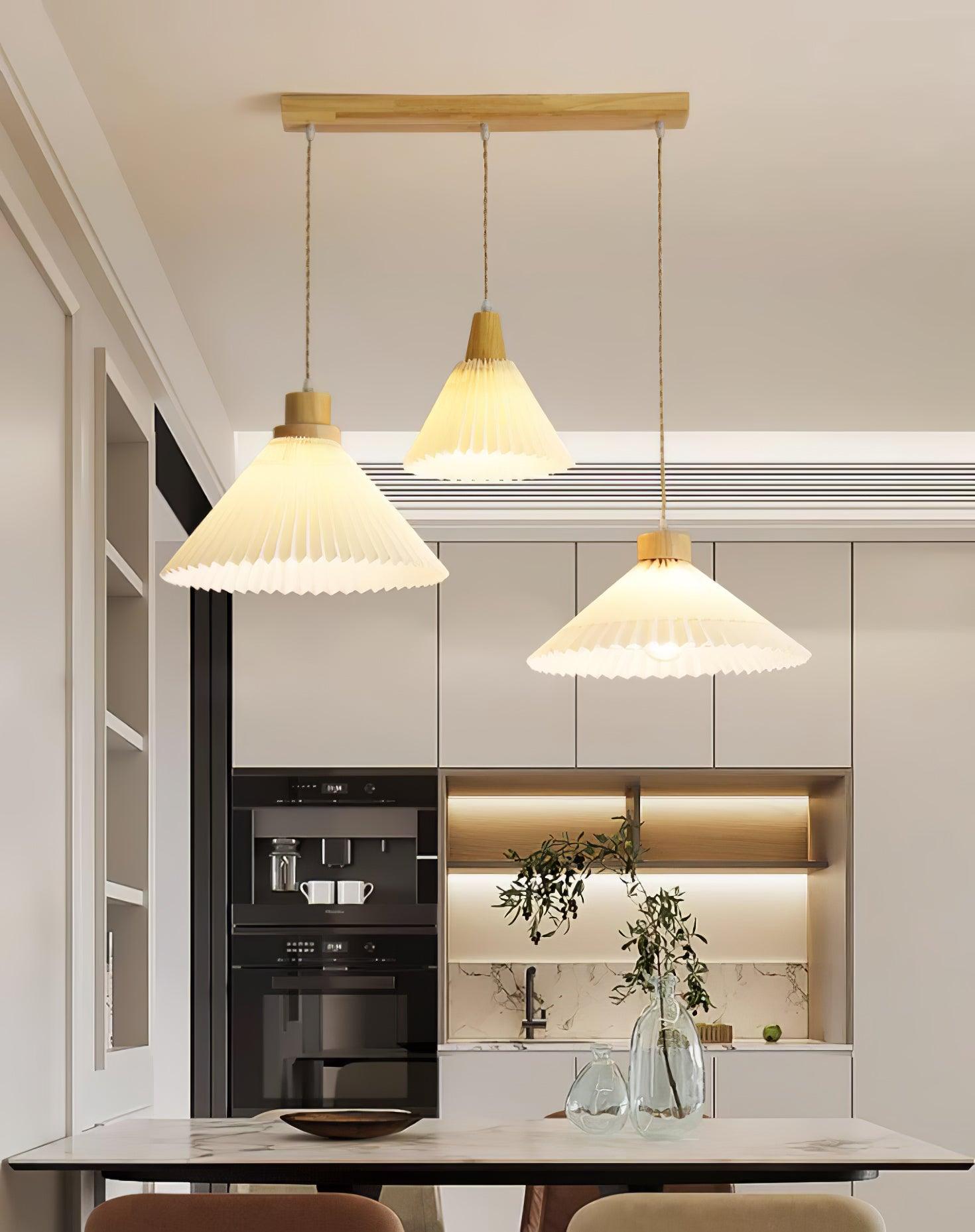 Pleated Wooden Ceiling Light Fitting detail view 8