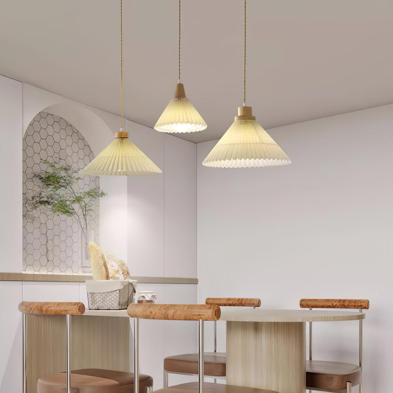 Pleated Wooden Ceiling Light Fitting detail view 20