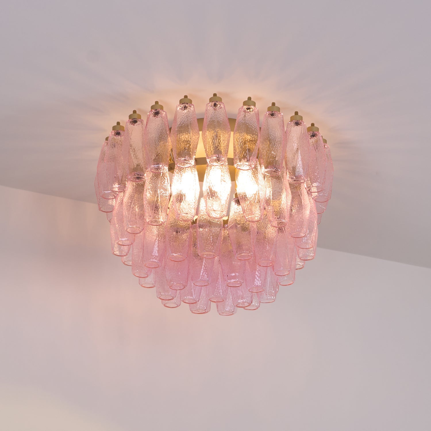 Poliedri Murano Pink Overhead Light Ceiling Light