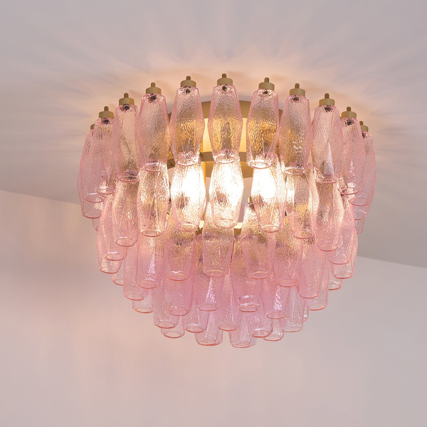 Poliedri Murano Pink Overhead Light Ceiling Light