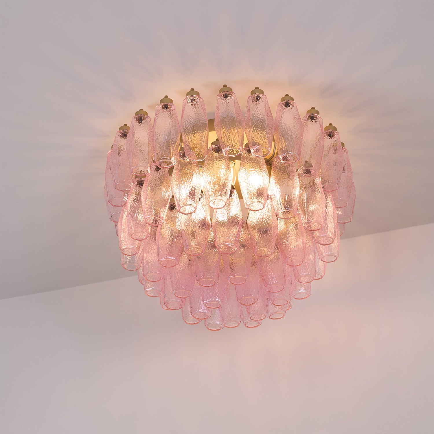 Poliedri Murano Pink Overhead Light Ceiling Light