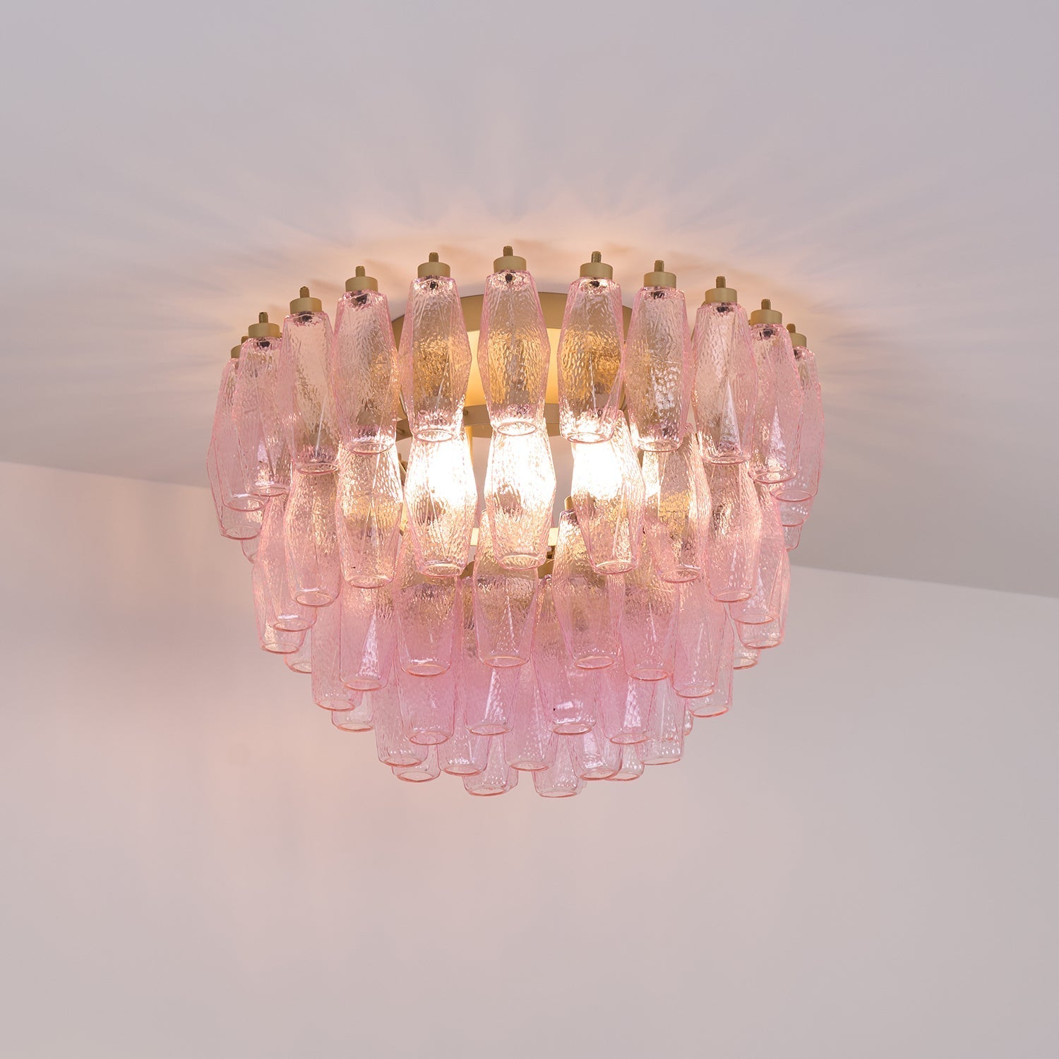 Poliedri Murano Pink Overhead Light Ceiling Light