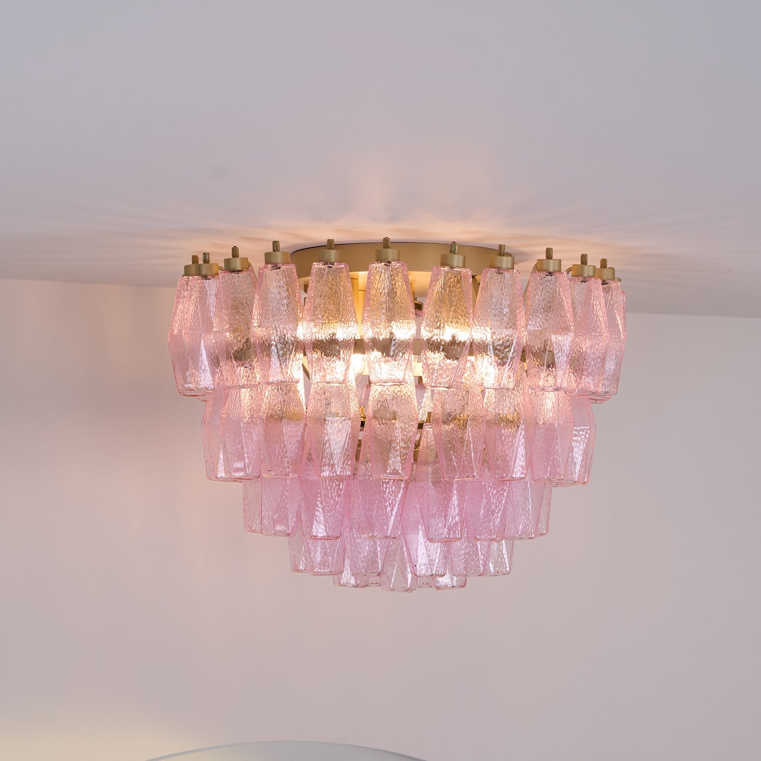 Poliedri Murano Pink Overhead Light Ceiling Light