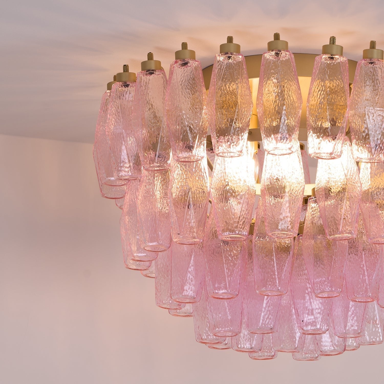 Poliedri Murano Pink Overhead Light Ceiling Light