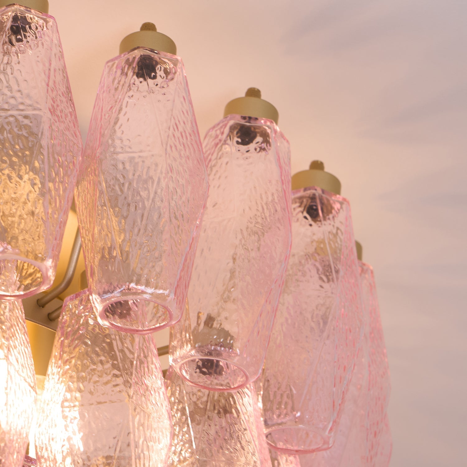 Poliedri Murano Pink Overhead Light Ceiling Light