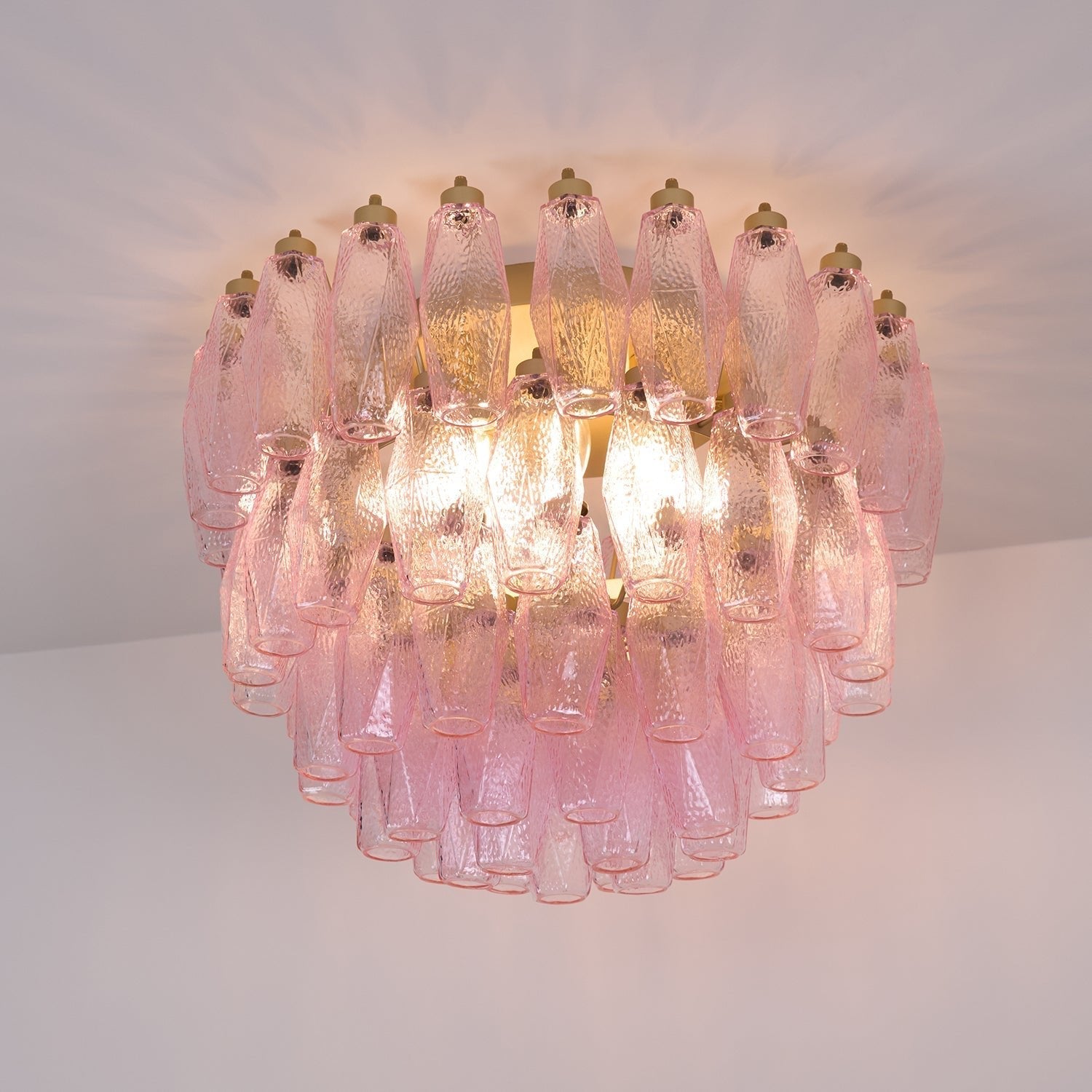 Poliedri Murano Pink Overhead Light Ceiling Light