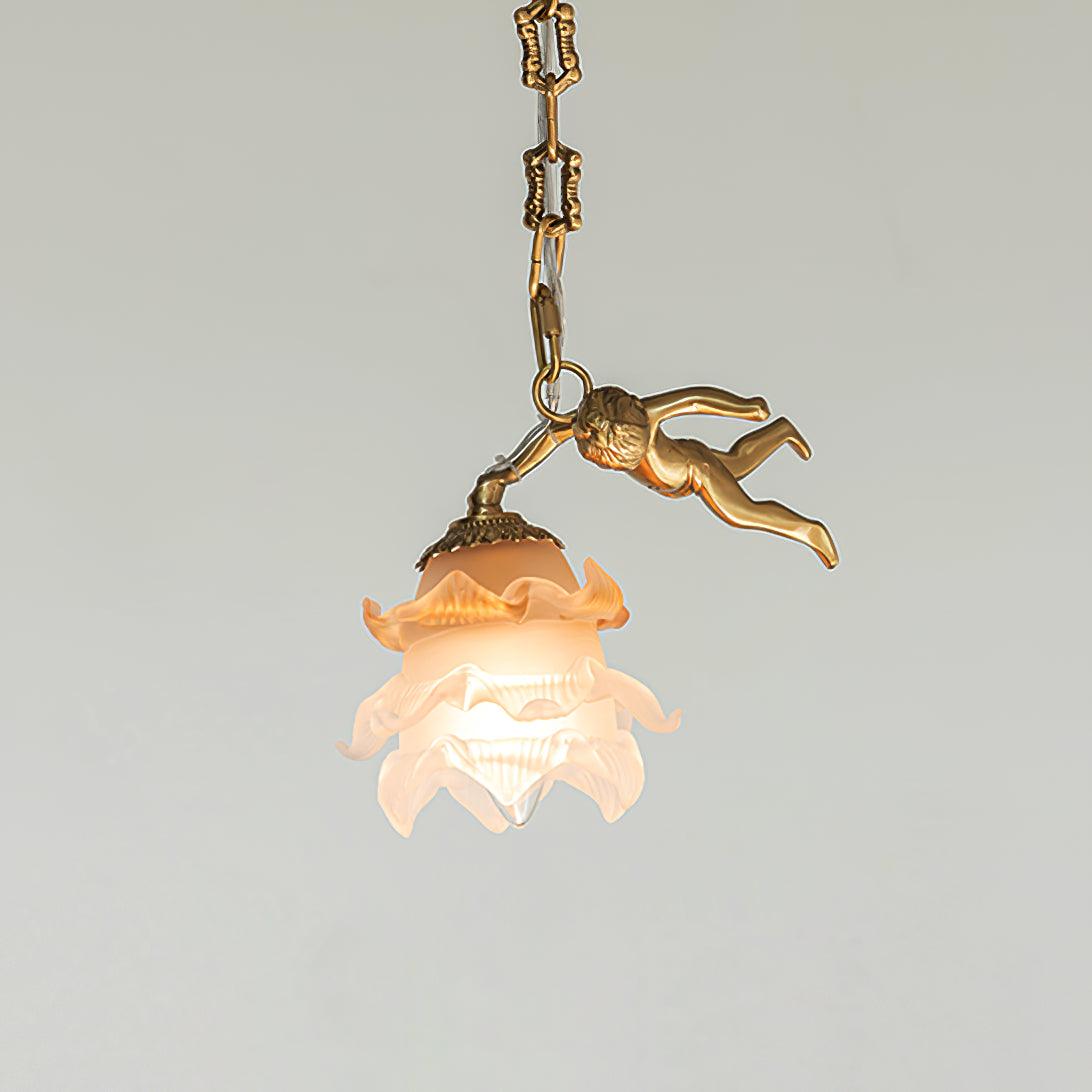 Putti Statuettes Brass Suspension Chandelier