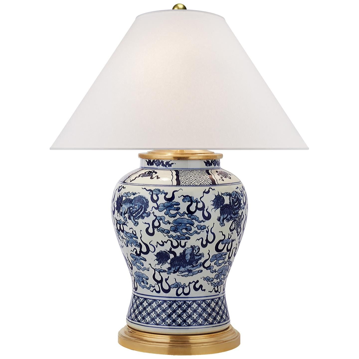 Foo Dog 28 Inch Table Lamp table lamp in metal, fabric, ceramic | Tianguang Select