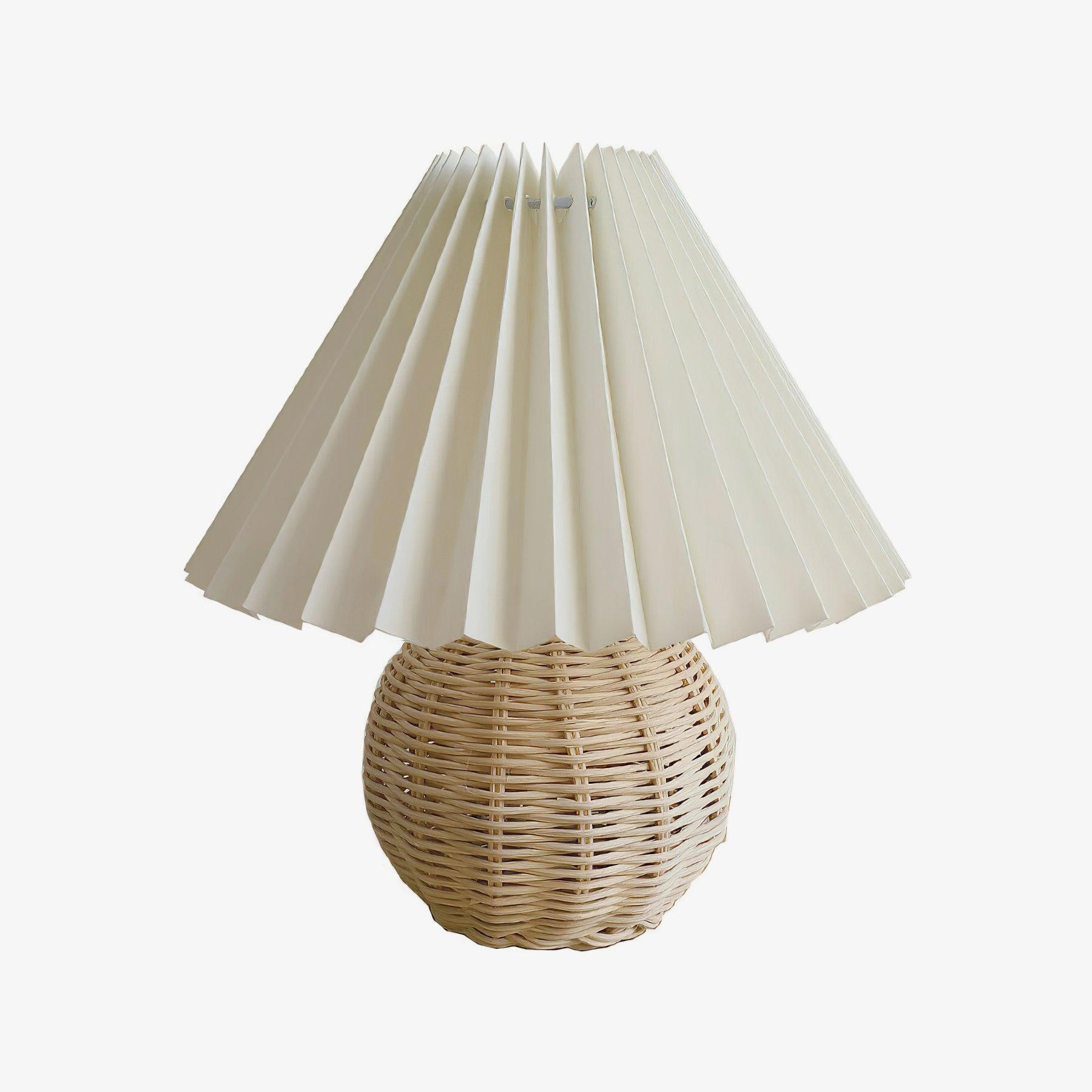 Rattan Pleated Built-in Battery Table Light, Bedside Table Lamp, detail 2