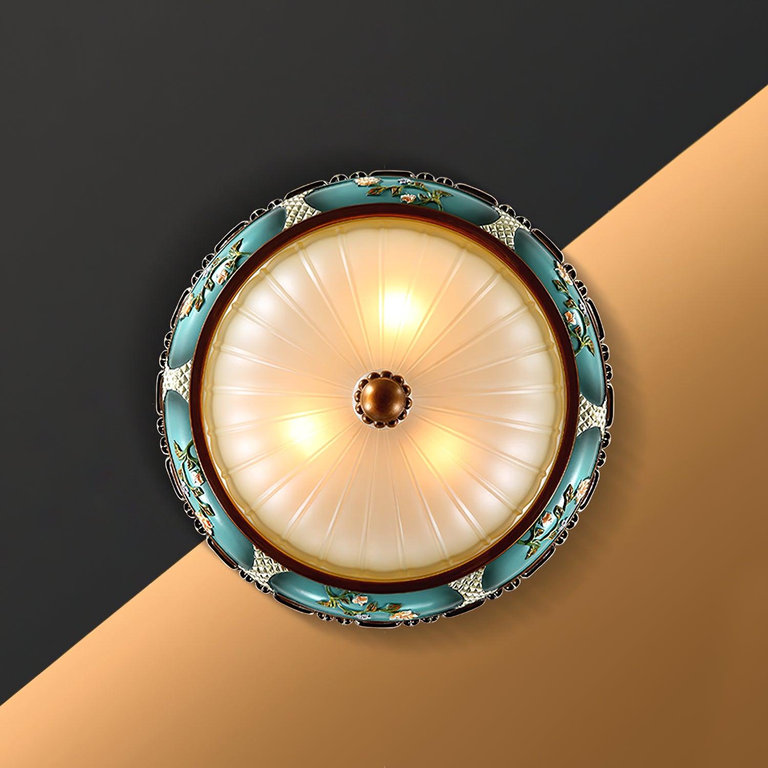 Retro Floral Resin Recessed Flush Mount Light Ceiling