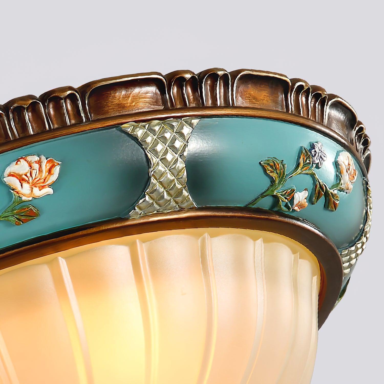 Retro Floral Resin Recessed Flush Mount Light Ceiling