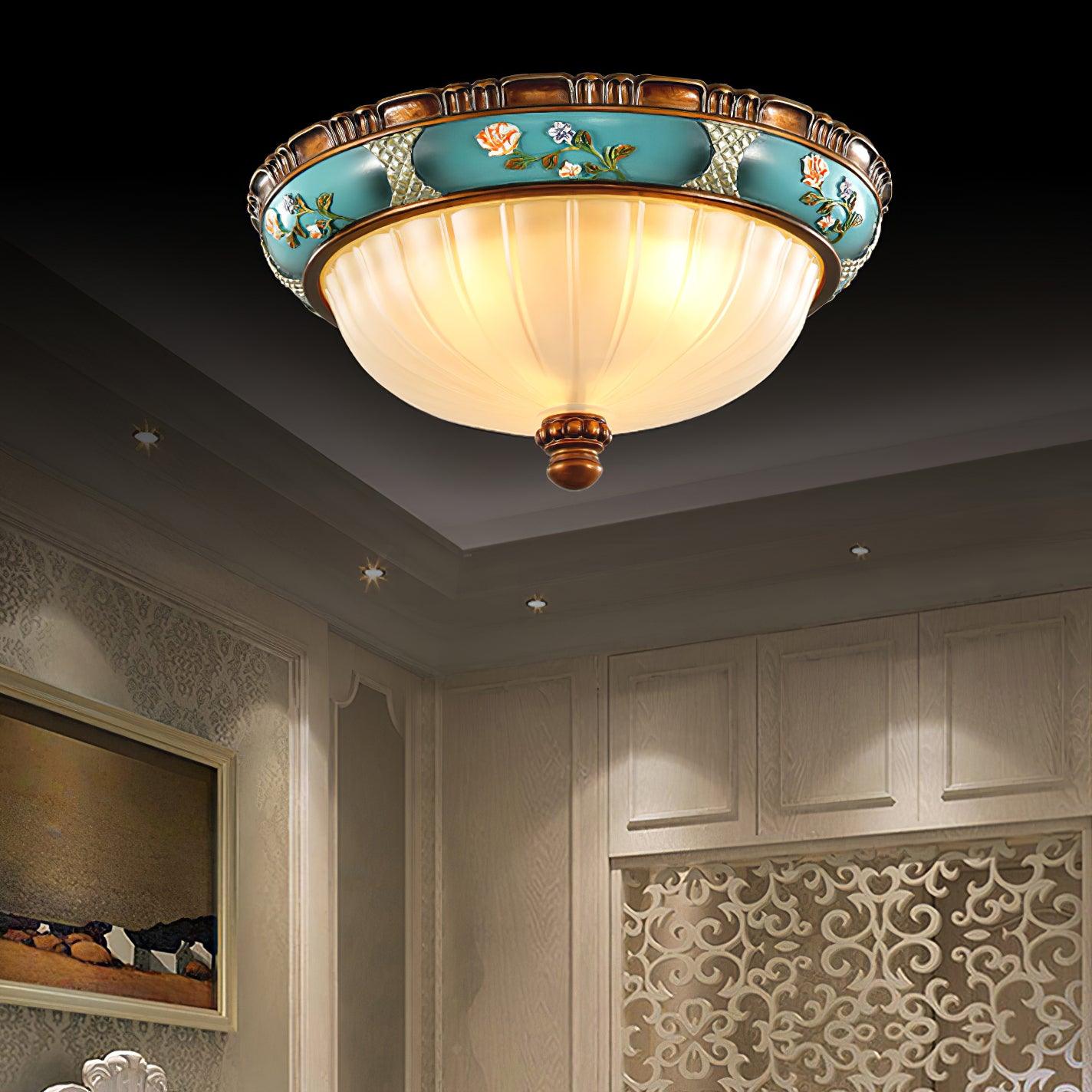 Retro Floral Resin Recessed Flush Mount Light Ceiling