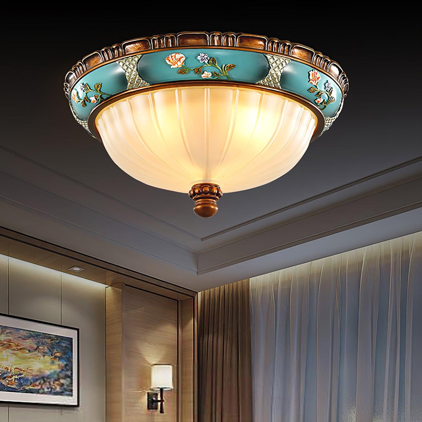 Retro Floral Resin Recessed Flush Mount Light Ceiling