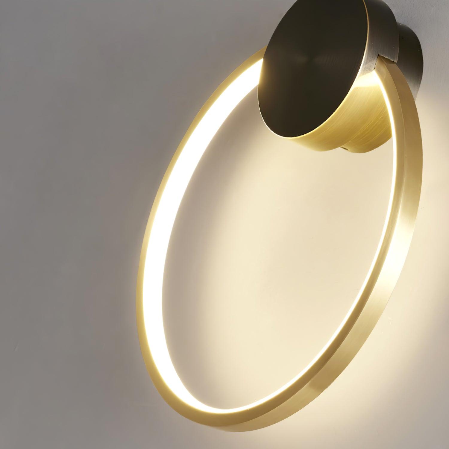 Ring Shaped LED Wall Light - Dia 15cm x H 16cm Brass, Hardwired Wall Sconce, detail 12