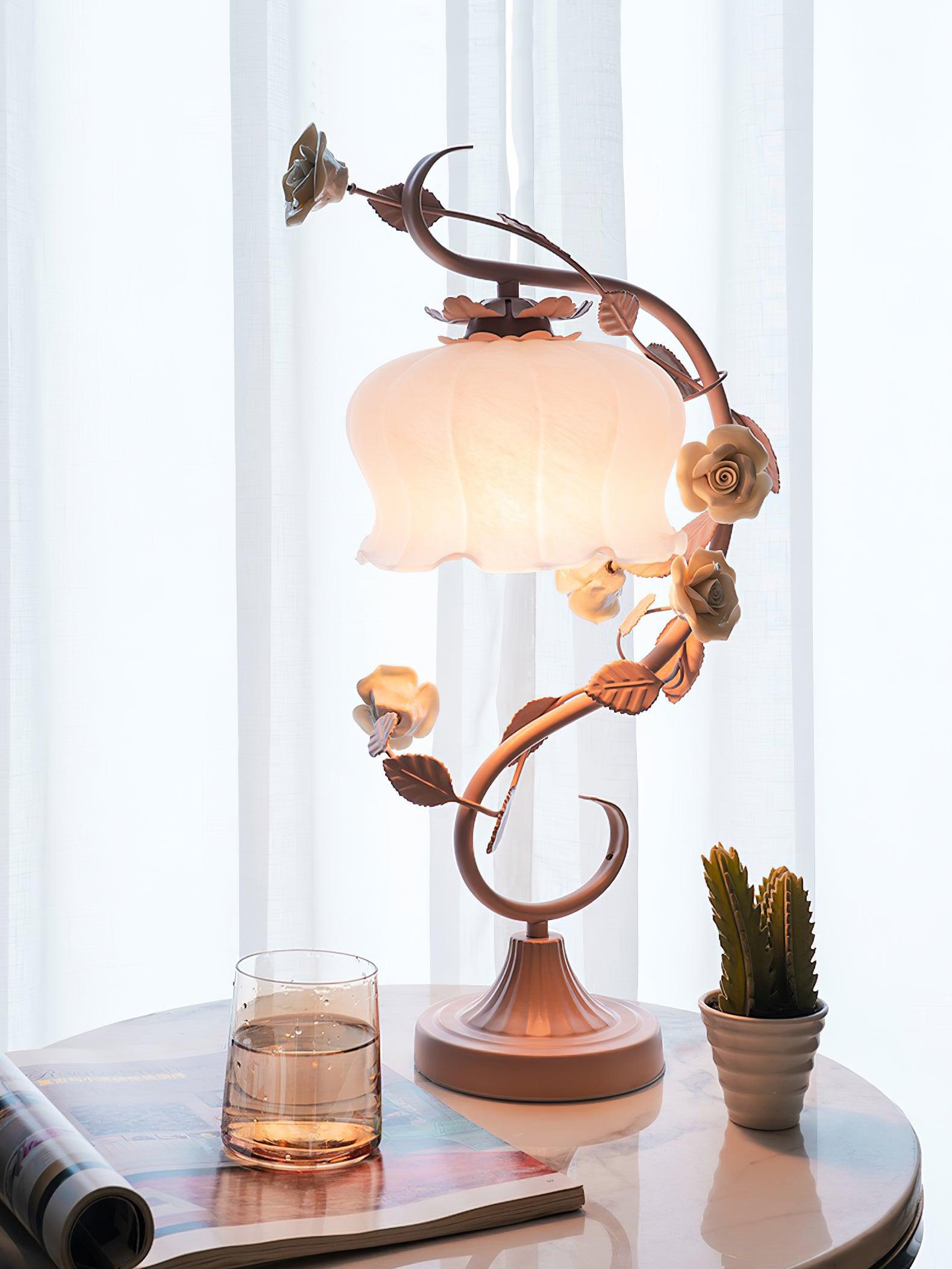 Rose Glass Gooseneck Table Lamp 12.2