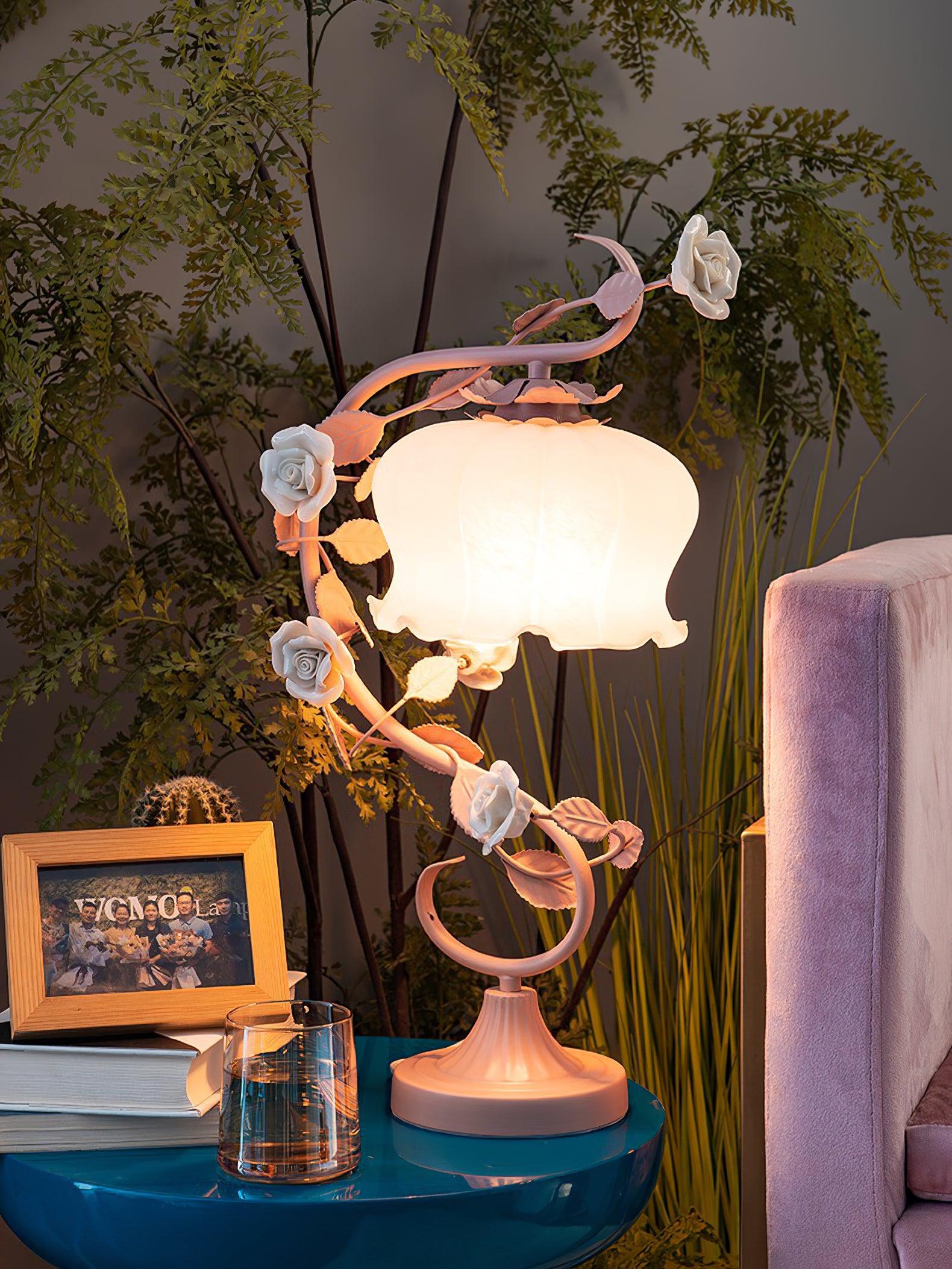 Rose Glass Gooseneck Table Lamp 12.2