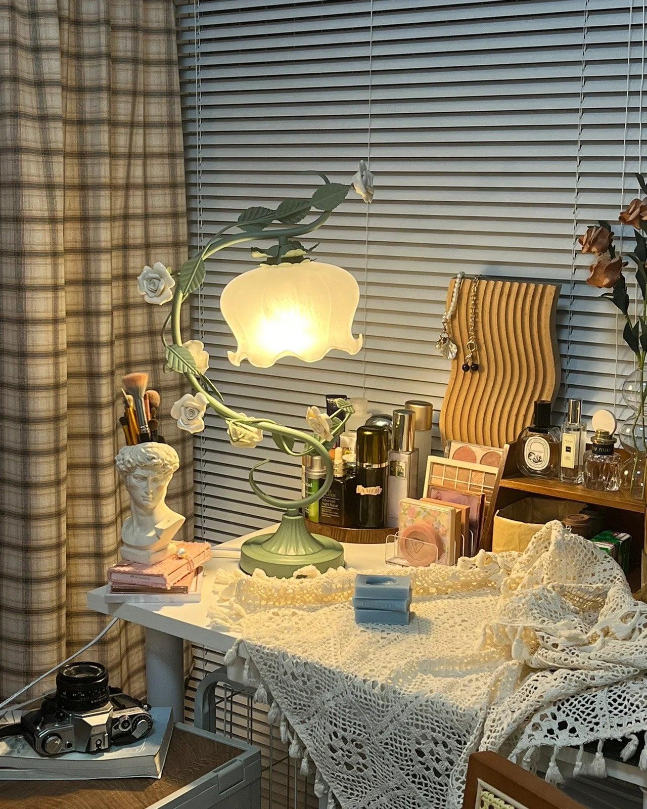 Rose Glass Gooseneck Table Lamp 12.2