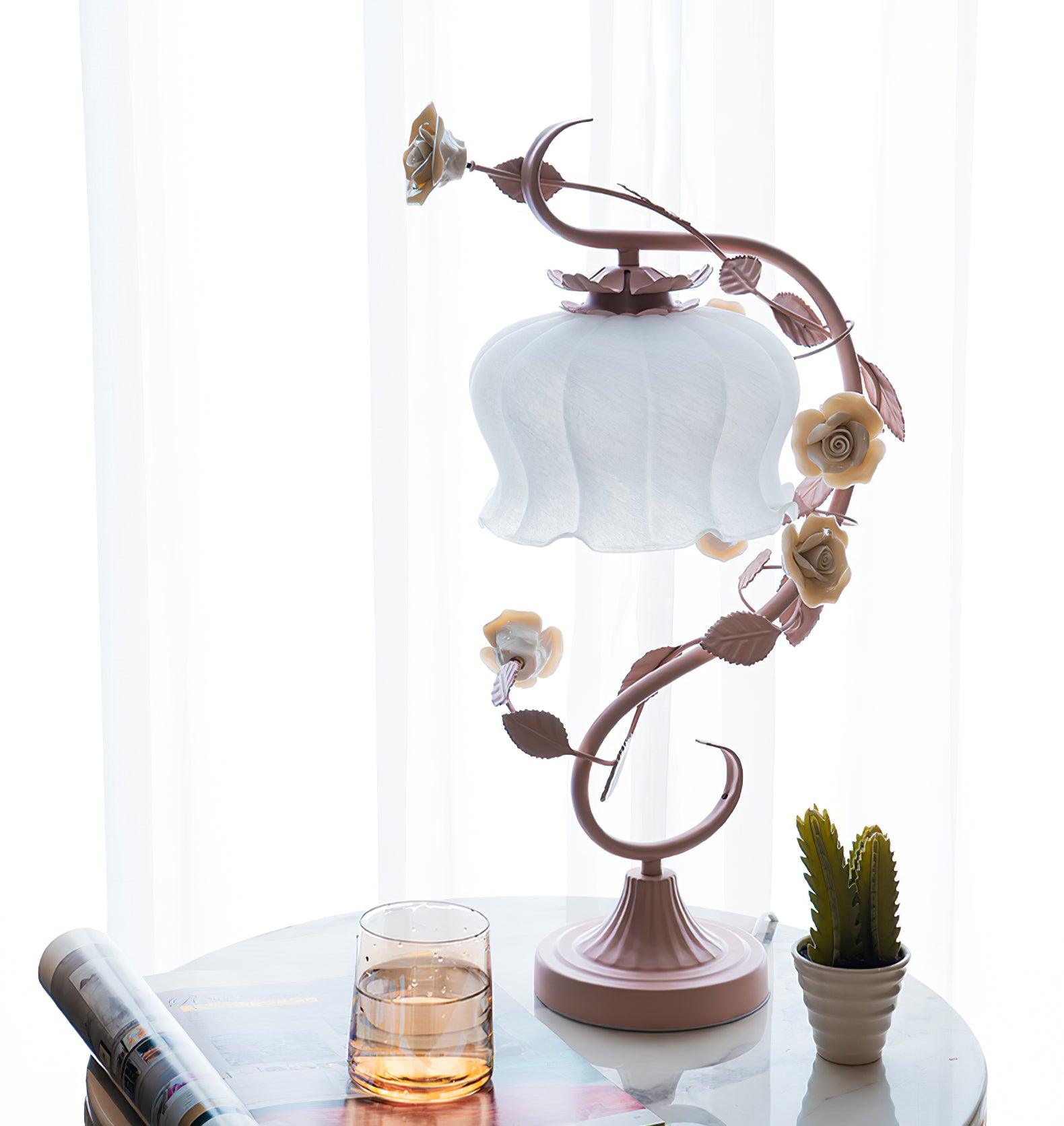 Rose Glass Gooseneck Table Lamp 12.2