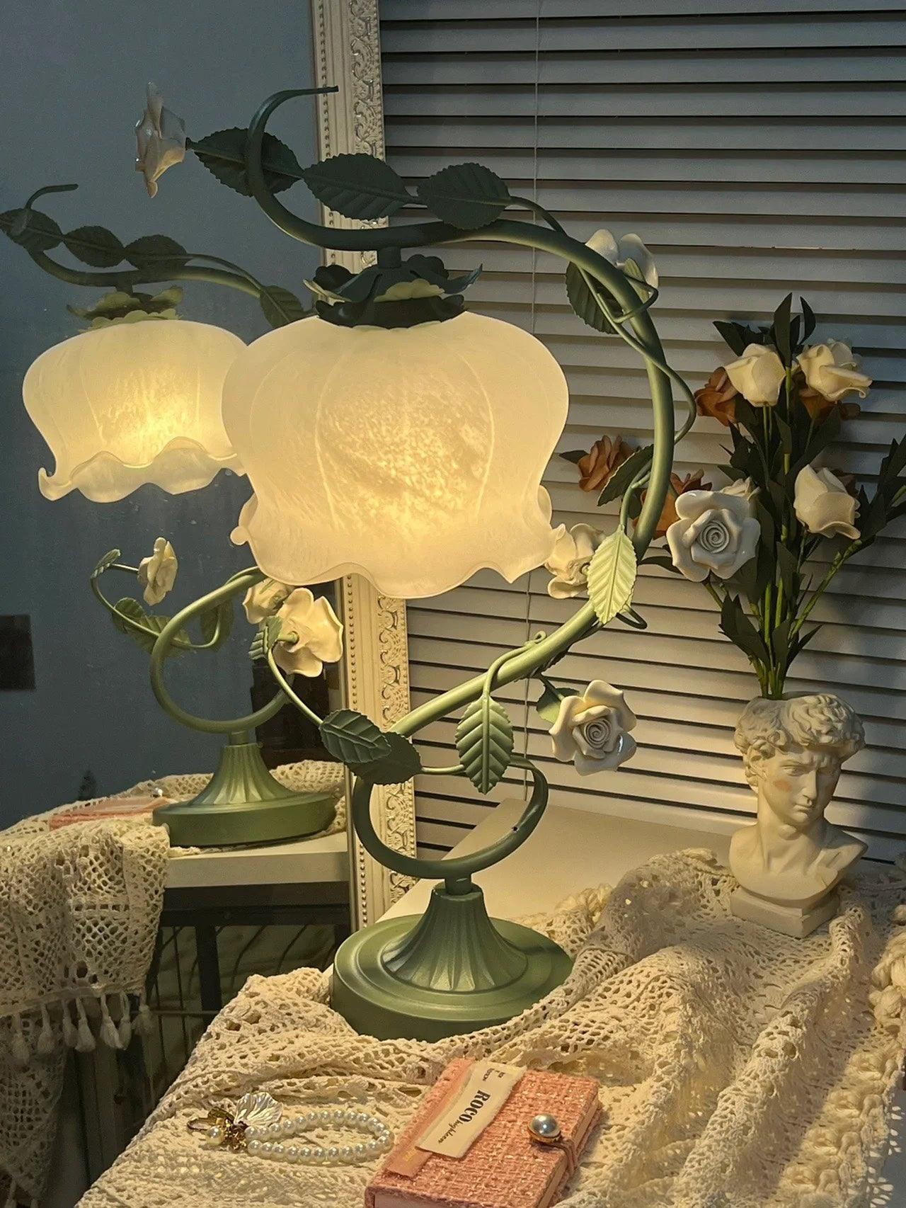 Rose Glass Gooseneck Table Lamp 12.2